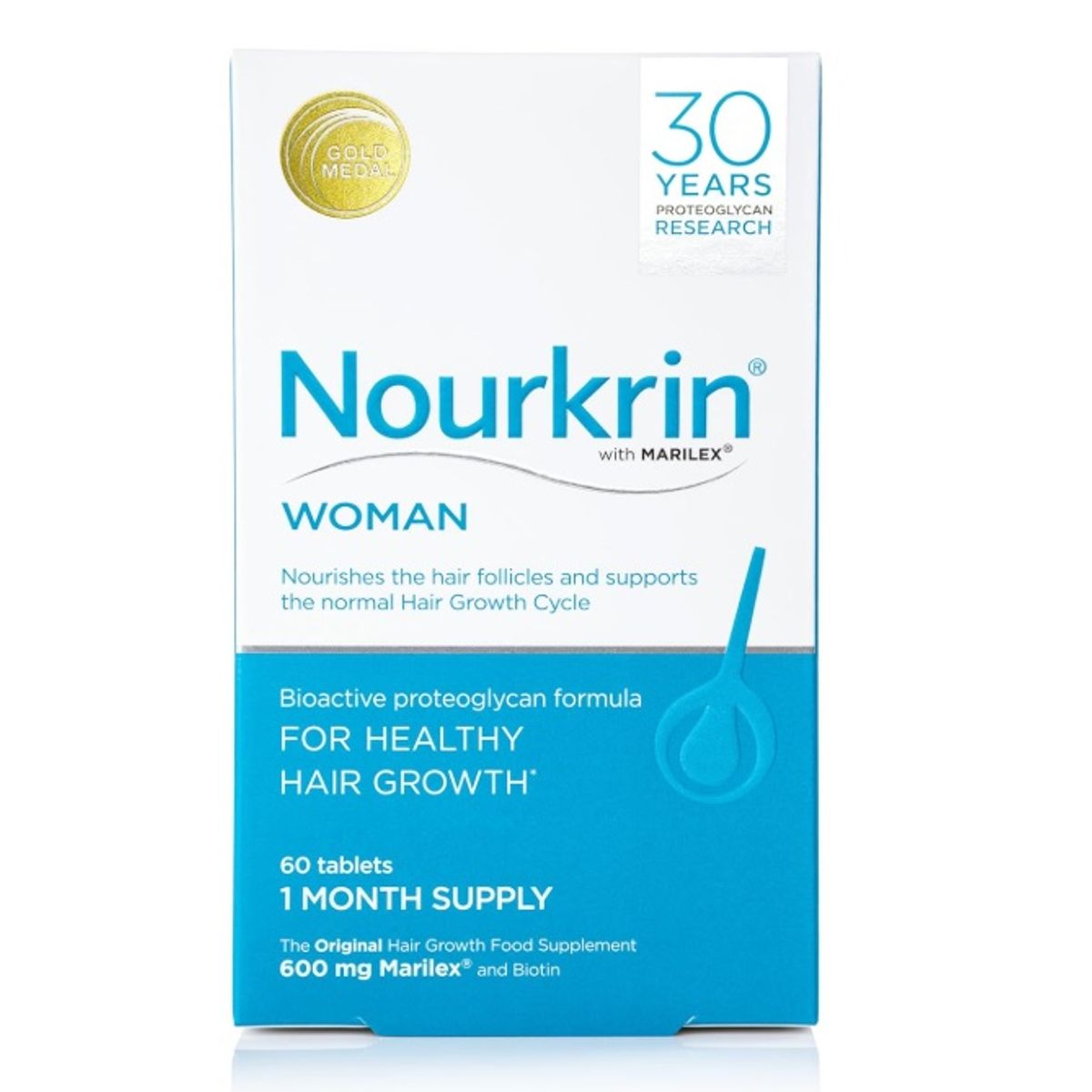 GENERICO - Nourkrin Tabletas para el crecimiento del cabello en mujeres 60 cap