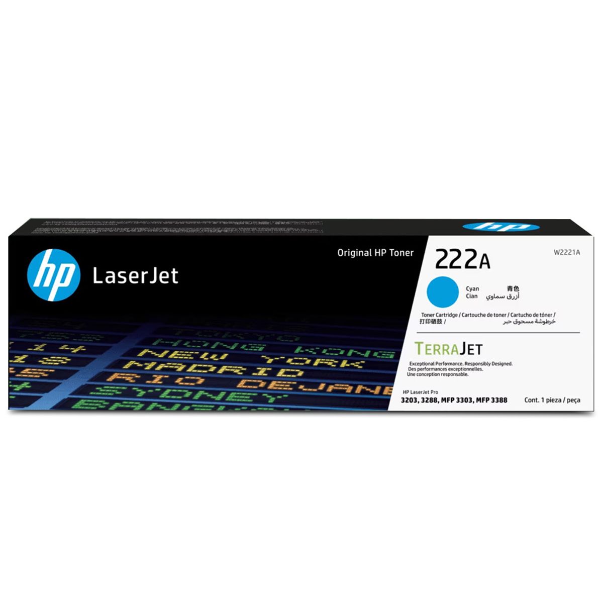 HP - TONER HP 222A CYAN W2221A 3203, 3288, MFP 3303, MFP 3388 - 1,200 PÁG.