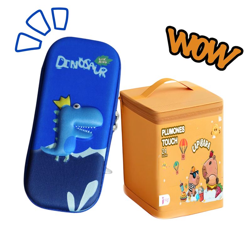 GENERICO - Cartuchera para Niños 3D y Plumones Touch Capibara Marcadores + Estuche