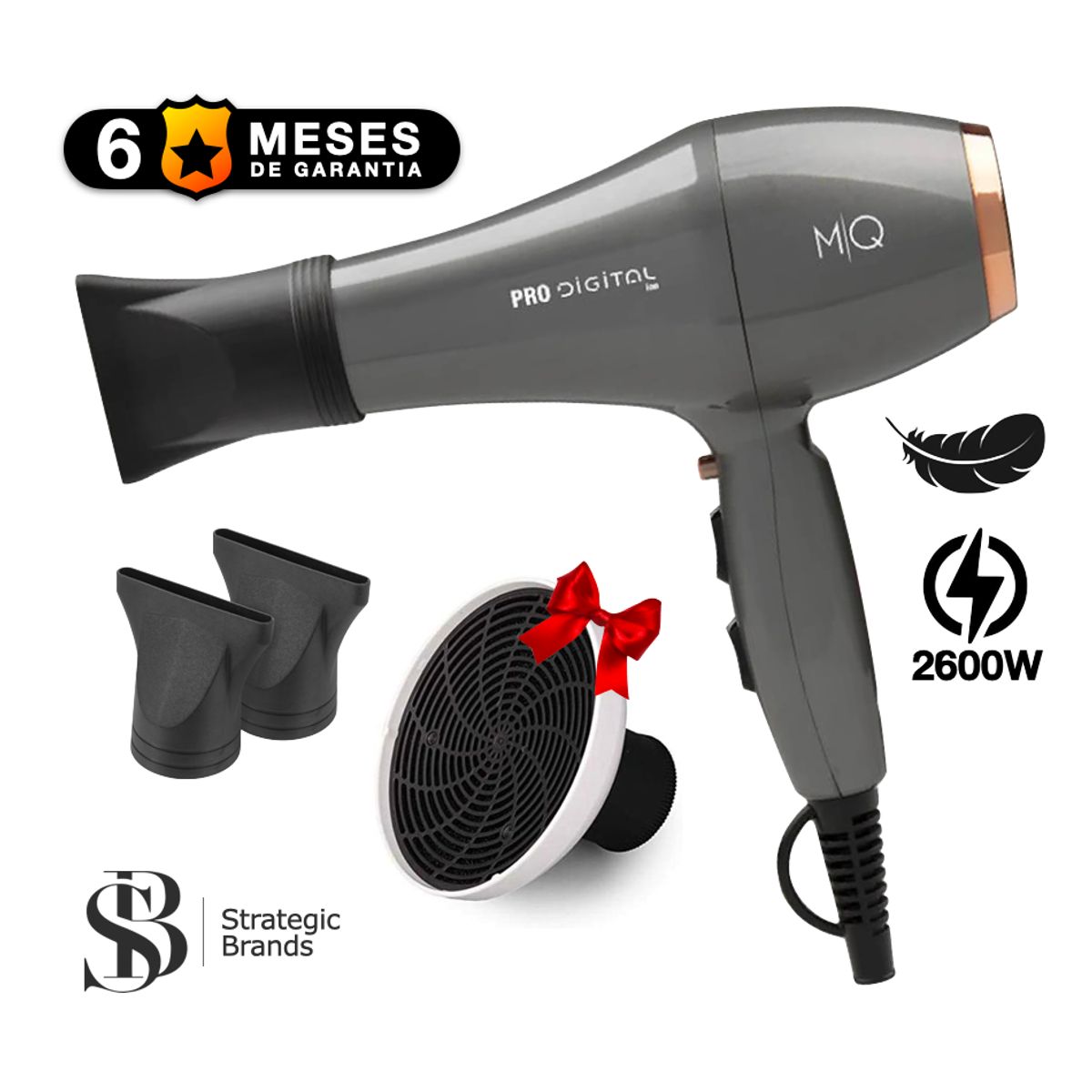 MQ - SECADORA PROFESIONAL PRO DIGITAL 2600W  + DIFUSOR PLANO TERMIX