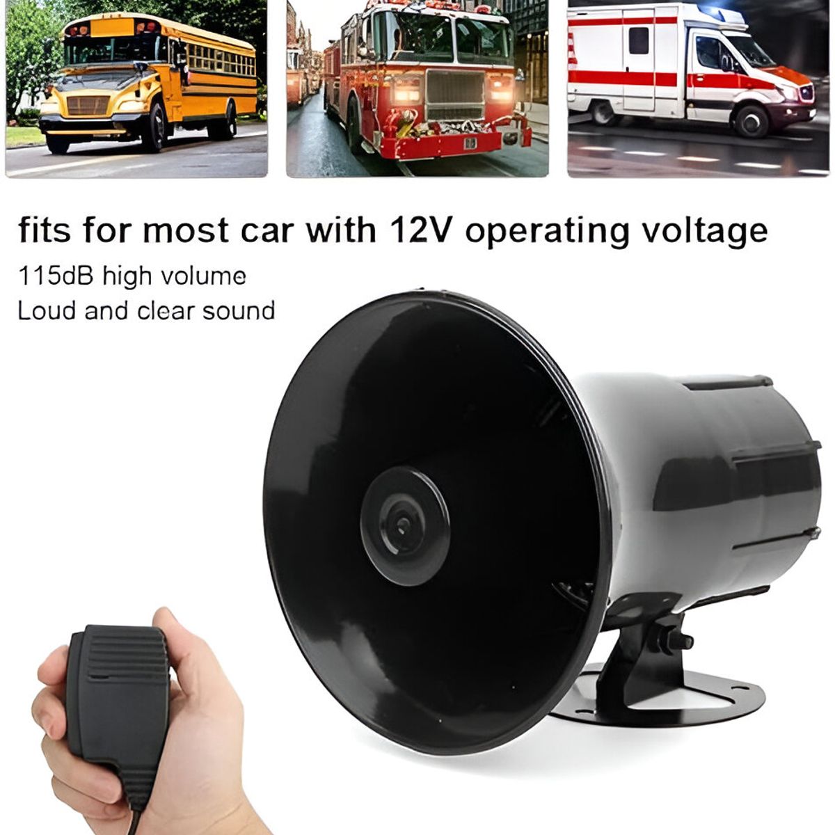 JET - Sirena Redonda 3 Tonos con Megáfono 100W