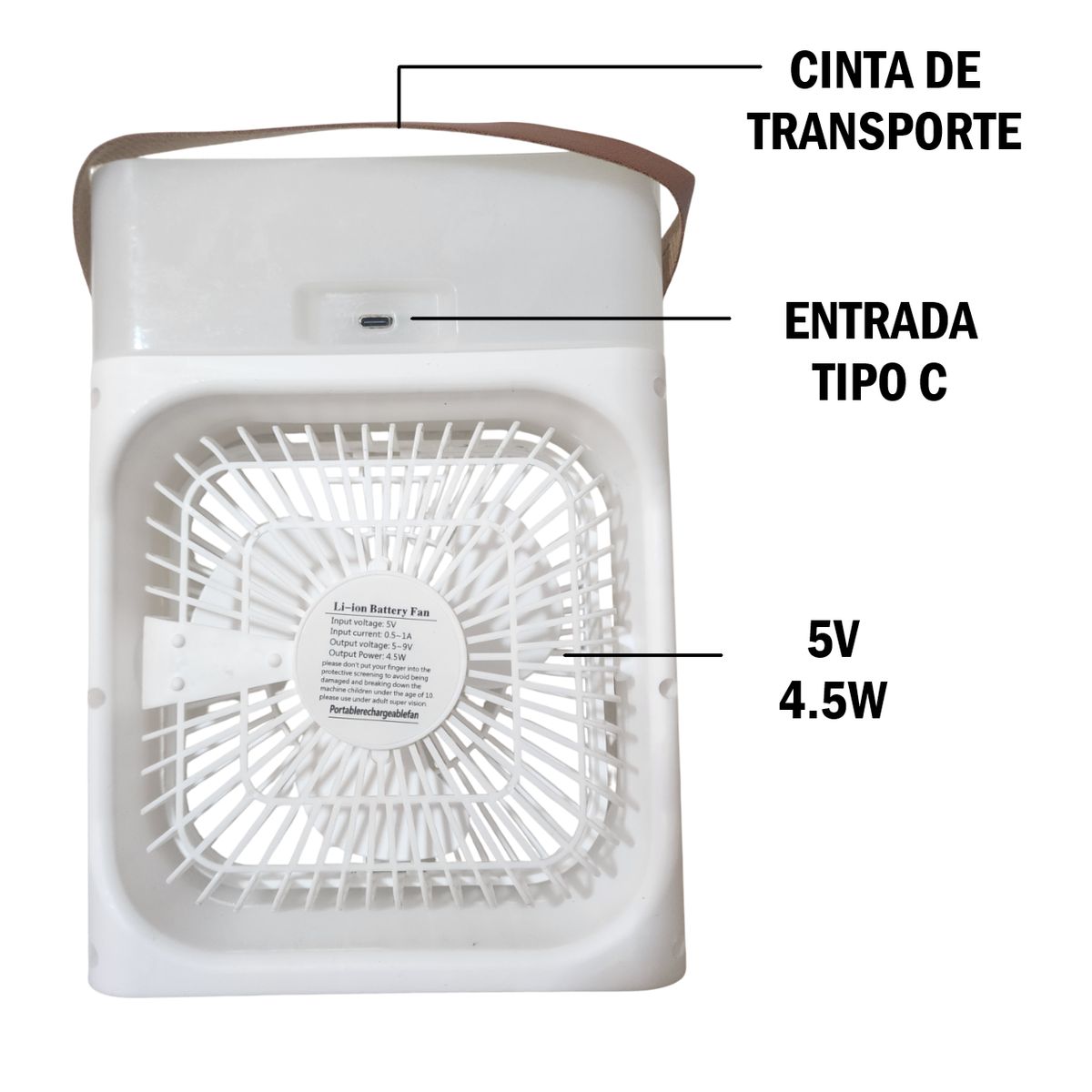 Ventilador Portátil Humidificador con luz LED y apagado automático, marca GENERICO - Foto 2