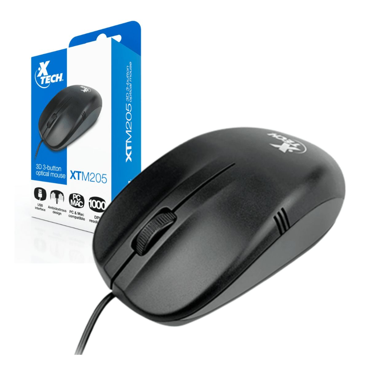 XTECH - Mouse óptico cableado USB Xtech XTM-205