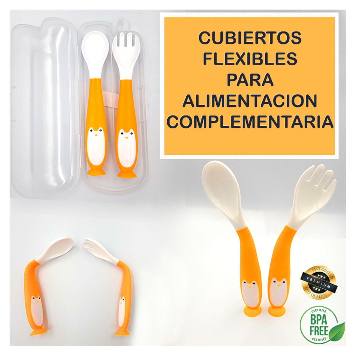 KALE - Cubiertos flexibles Set para Bebés Cuchara Tenedor