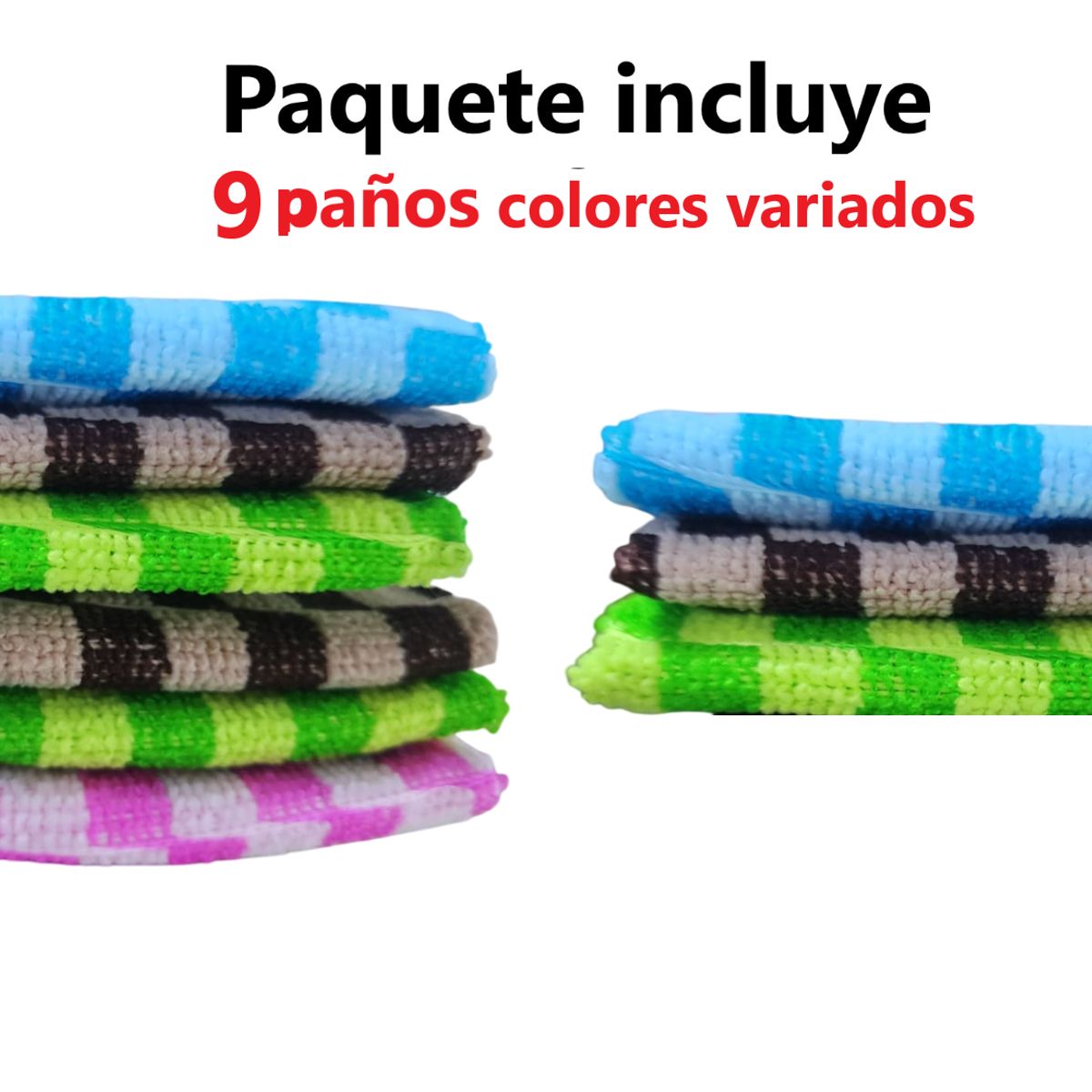 GENERICO - x9 Paños de microfibra 30x30cm cuadros multicolor