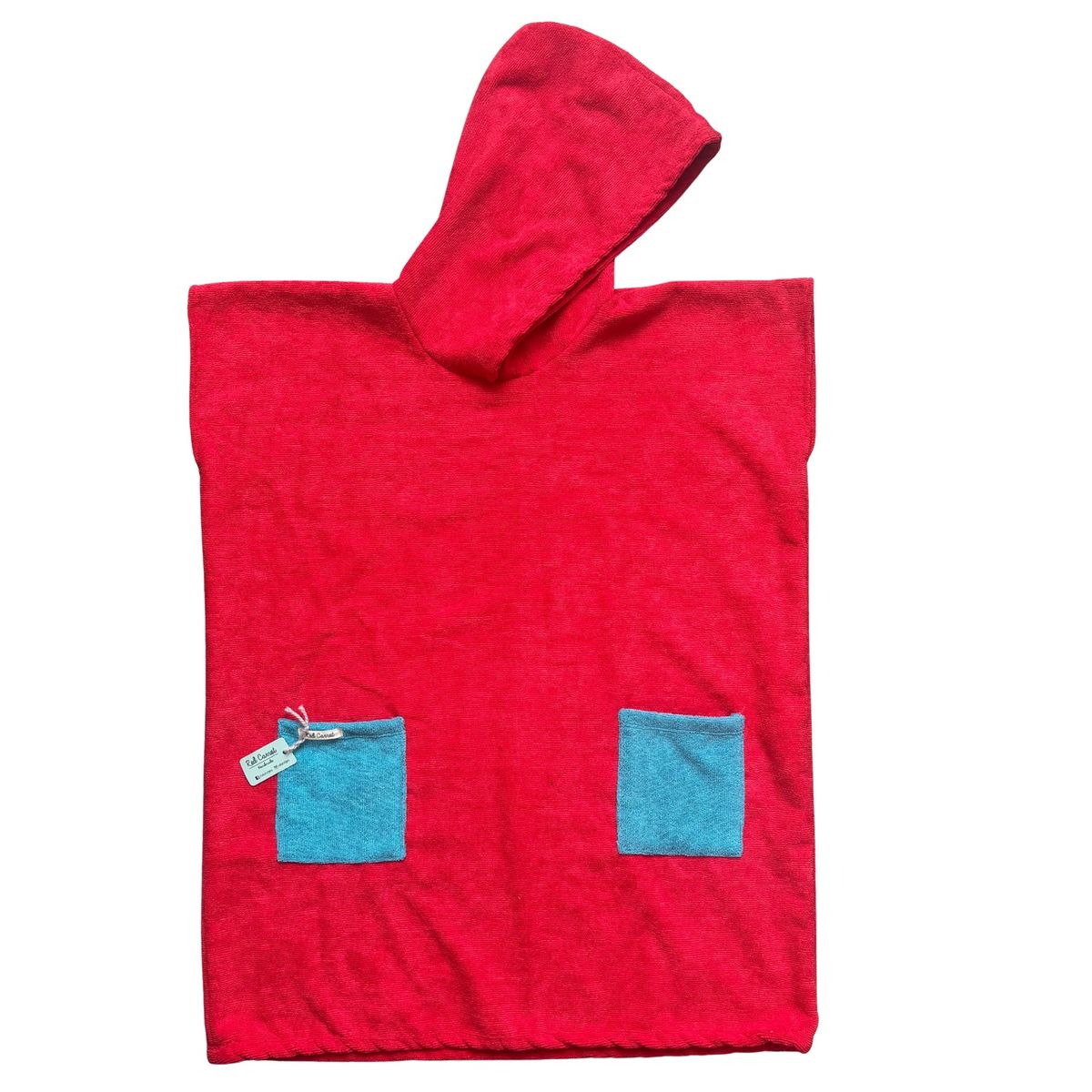 RED CARROT - Toalla poncho unisex niño 4 a 7 años rojo aqua