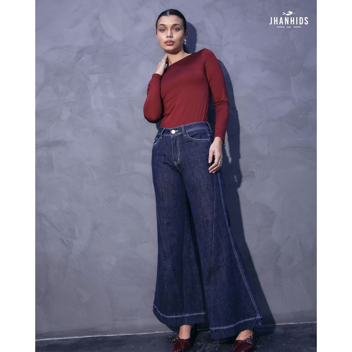 JHAN HIDS - Wide Leg Pant Denim Flavia