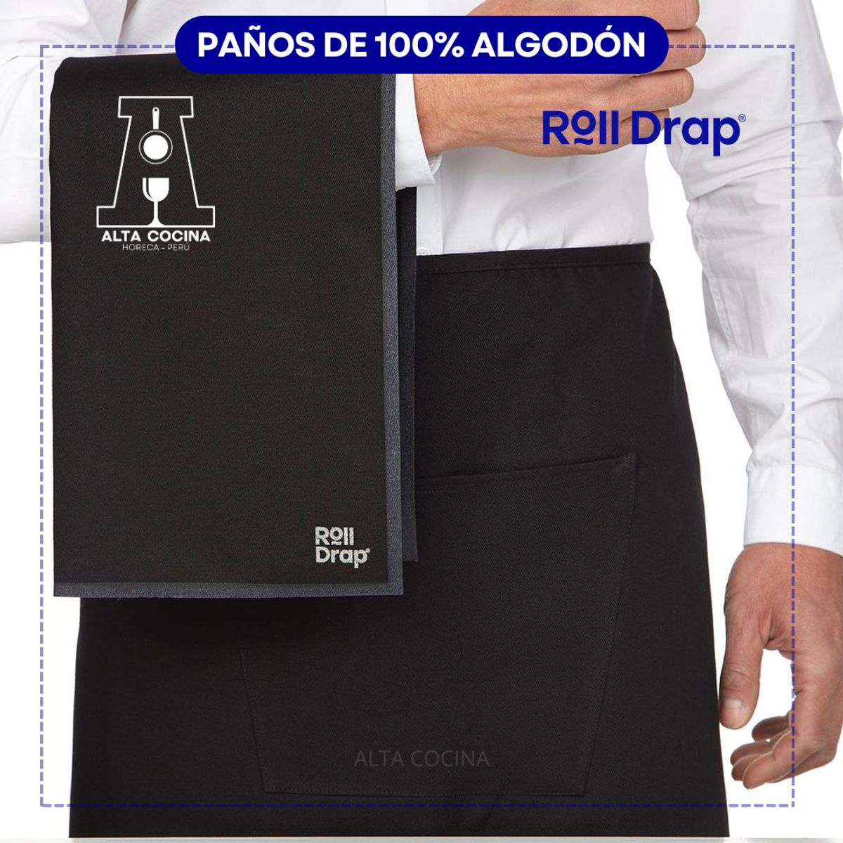 GENERICO - ROLL DRAP PAÑO MULTIUSO 100% ALGODÓN PARA SOMELIERS