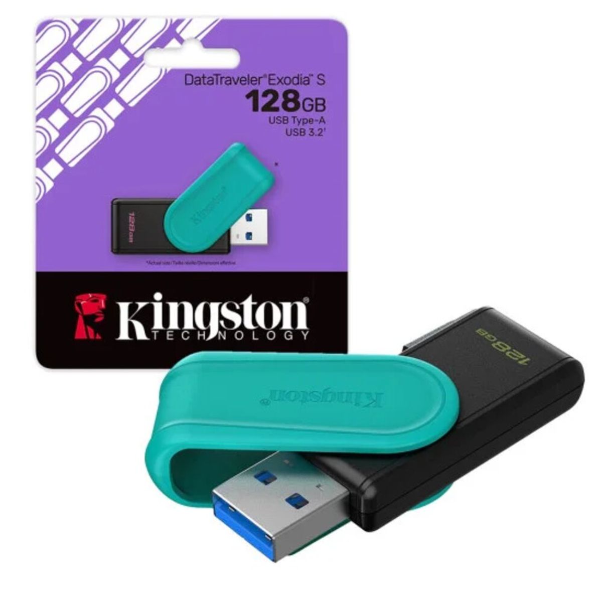 KINGSTON - MEMORIA USB KINGSTON EXODIA S 128GB TURQUESA