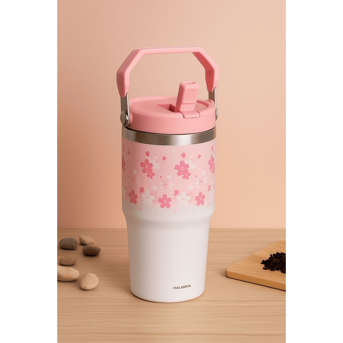 GENERICO - Termo Cherry Blossom rosado 650ml Conserva Frío y Calor