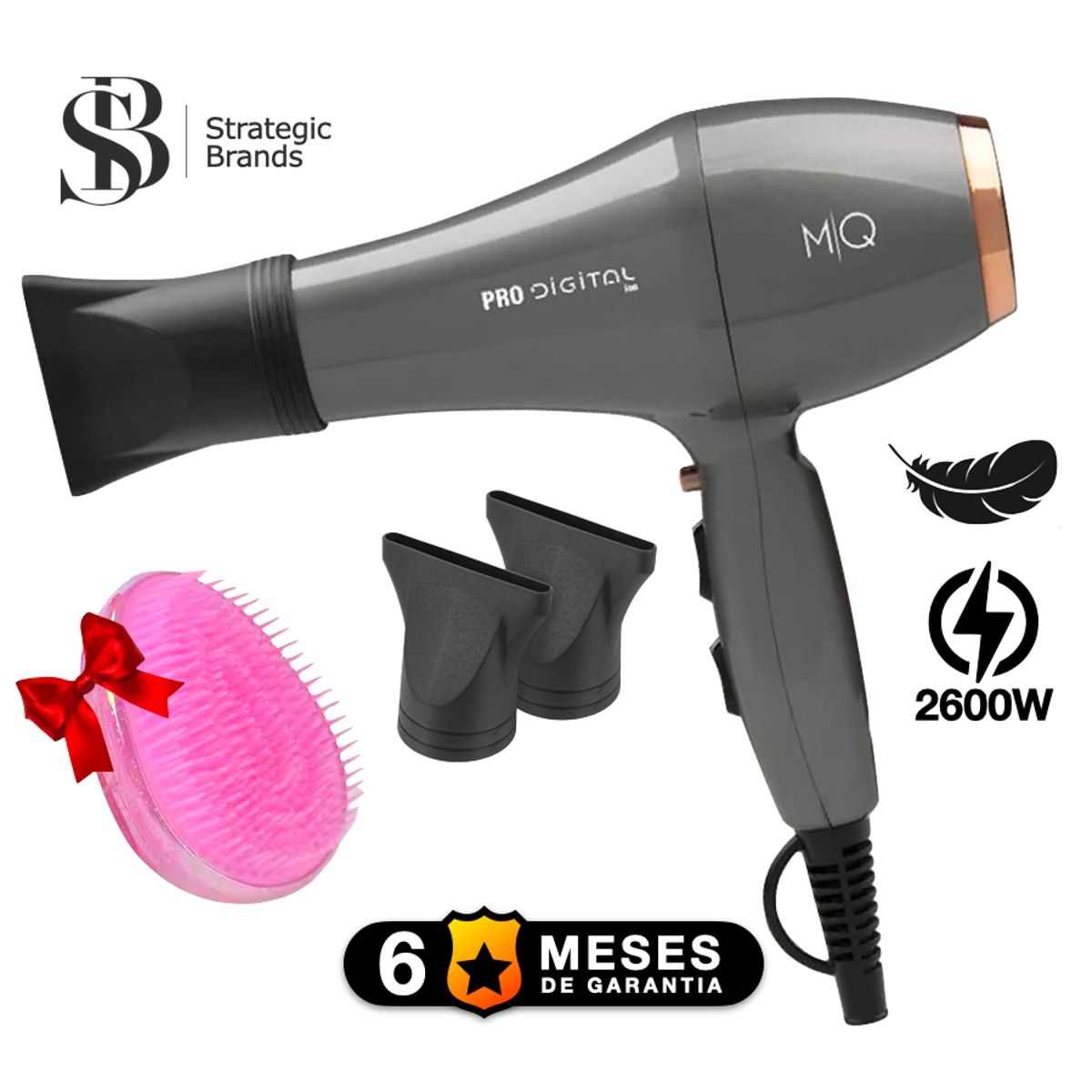 MQ PROFESIONAL - SECADORA PROFESIONAL PRO DIGITAL 2600W  + CEPILLO HUEVO CAYETANA