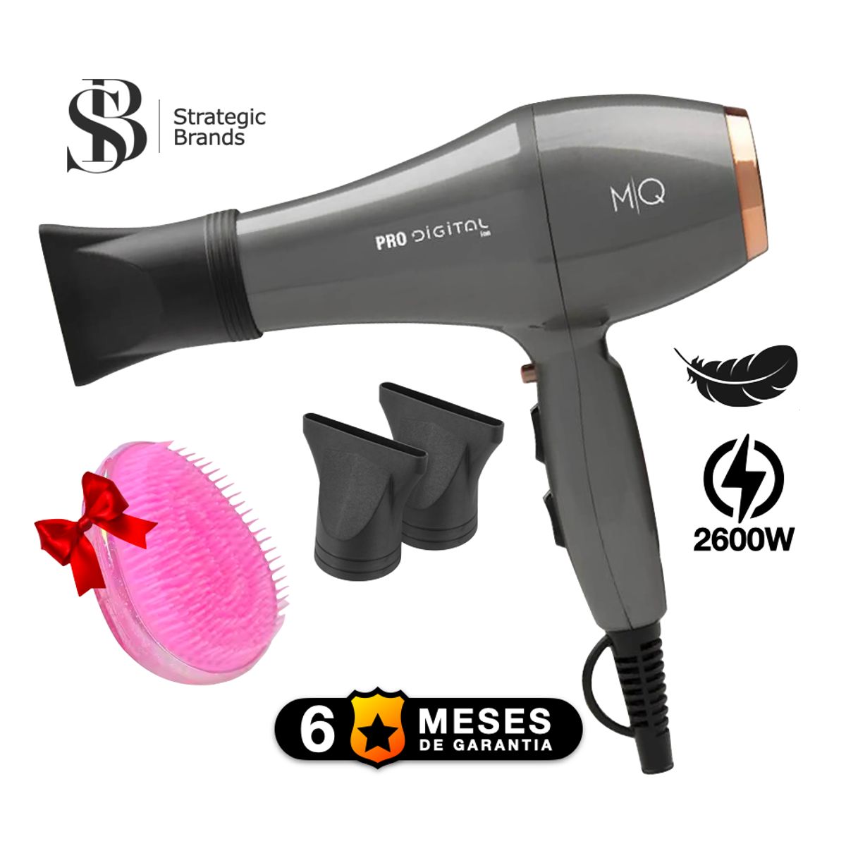 MQ PROFESIONAL - SECADORA PROFESIONAL PRO DIGITAL 2600W  + CEPILLO HUEVO CAYETANA