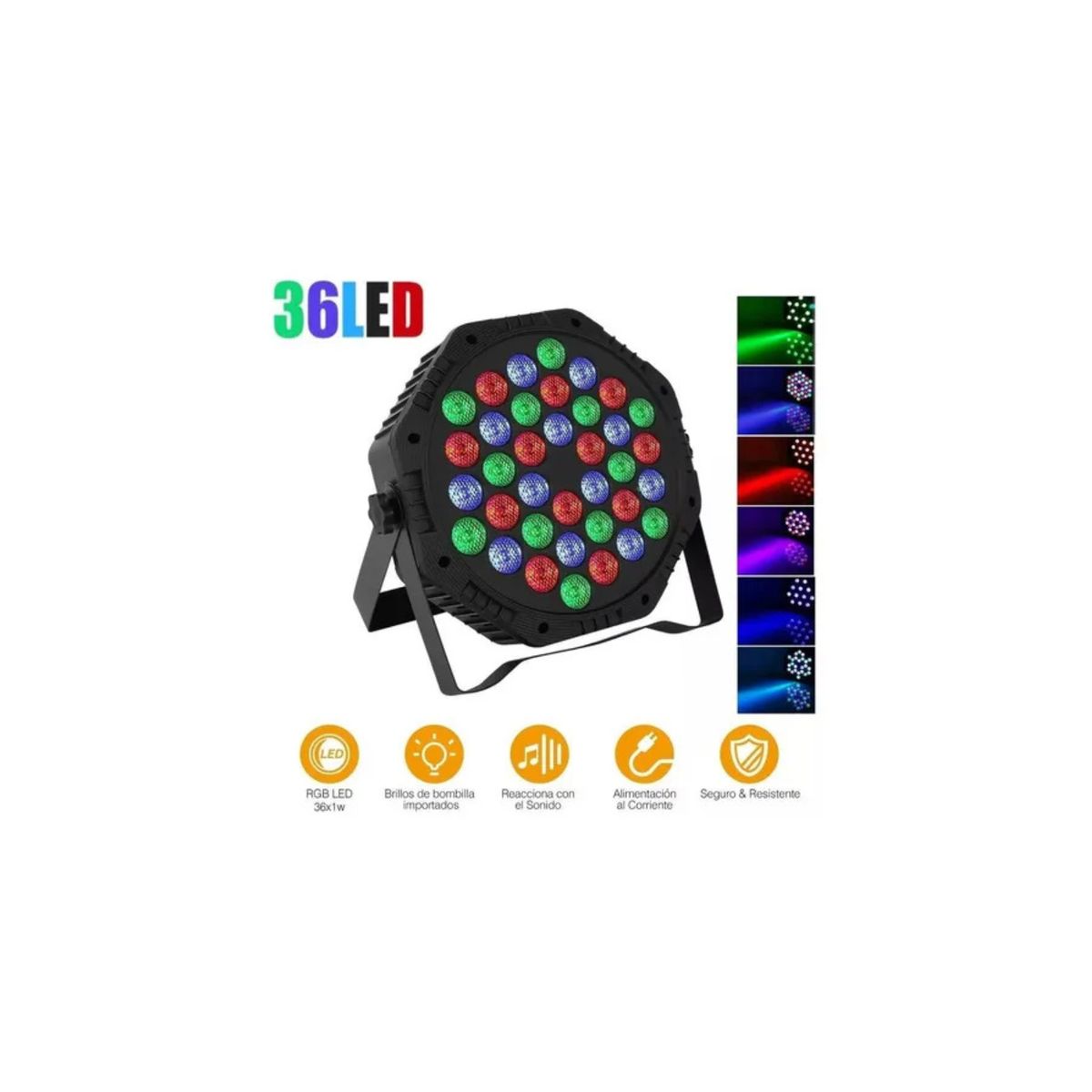 GENERICO - Luz de escenario fiesta LED tacho par Led 36X1 luces color rgb