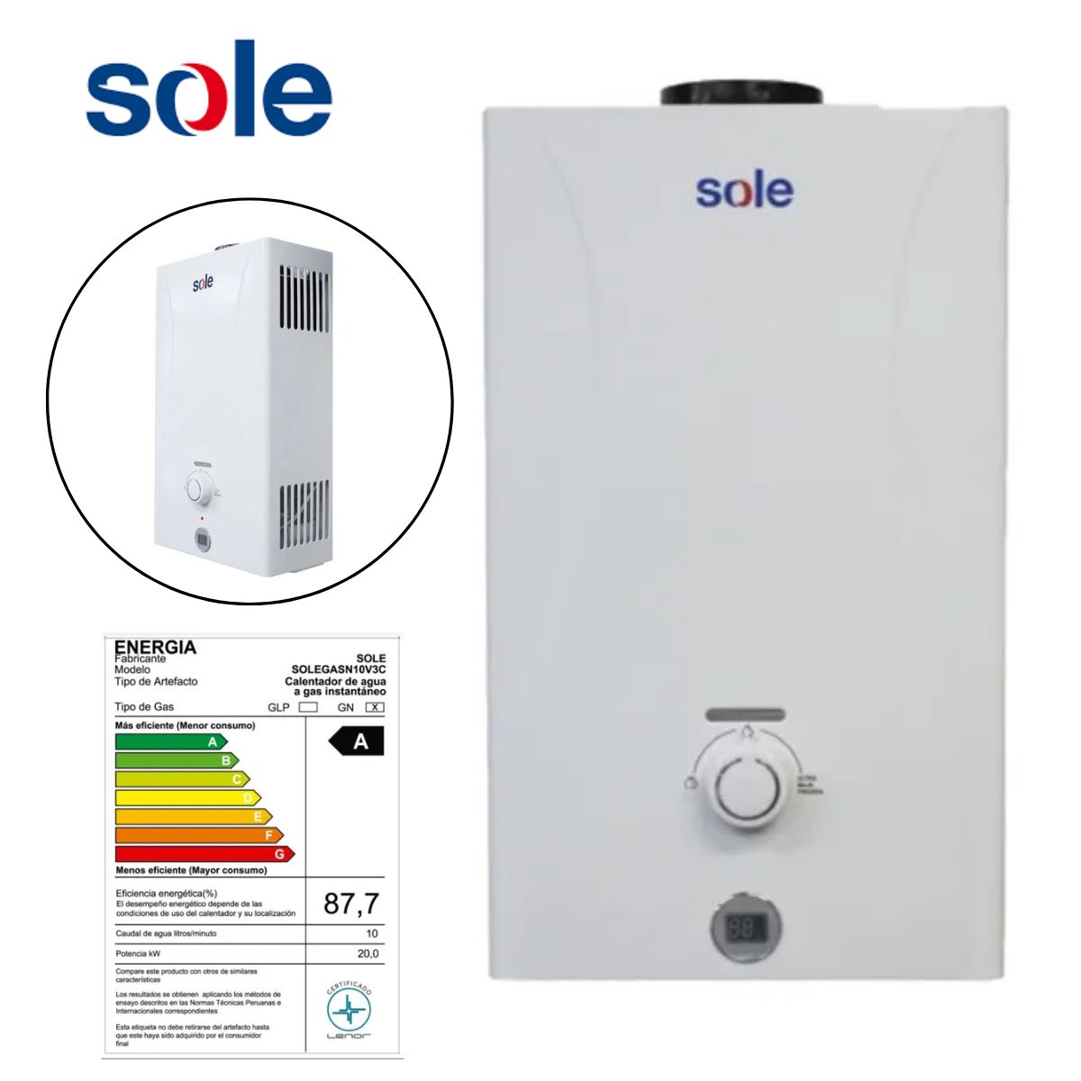 SOLE - Calentador Instantáneo Control Total Sole GN 10L
