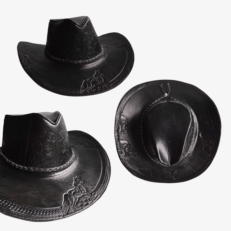 KAST PE - Sombrero Vaquero de Cuero Modelo Bernardo con Diseño - MODELO 10