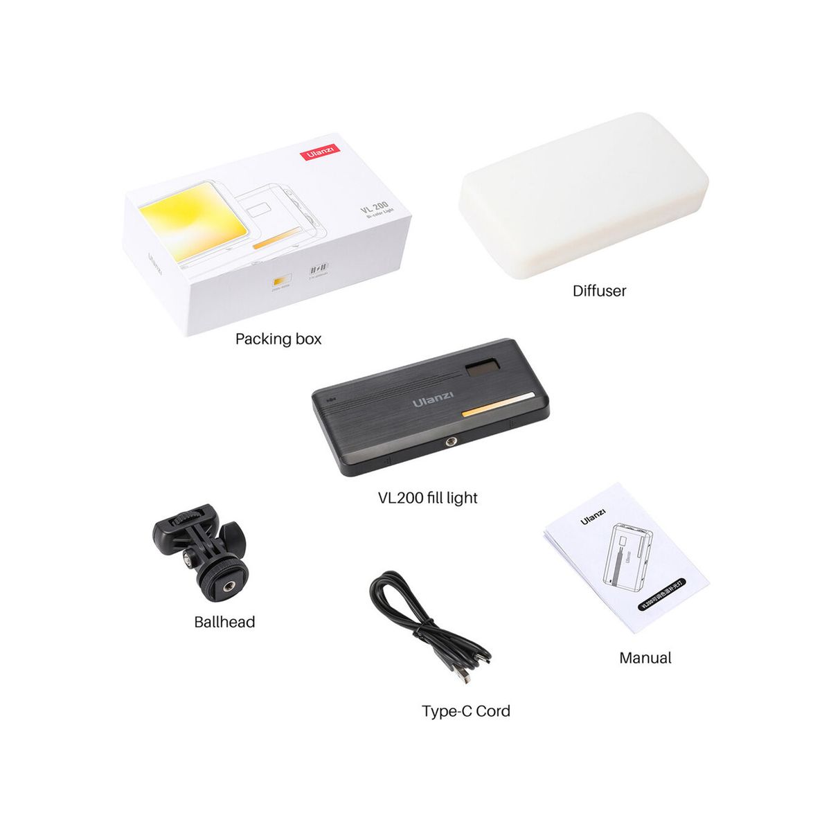 ULANZI - Luz Led Ulanzi VL200 bicolor portátil negro