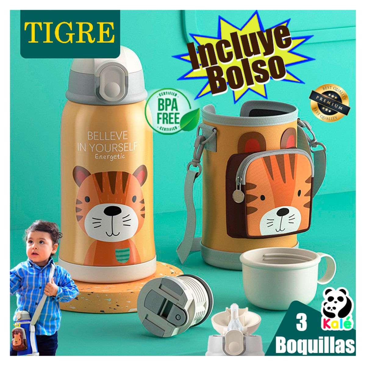 KALE - Termo Tomatodo con Bolso de Acero Inoxidable para niños