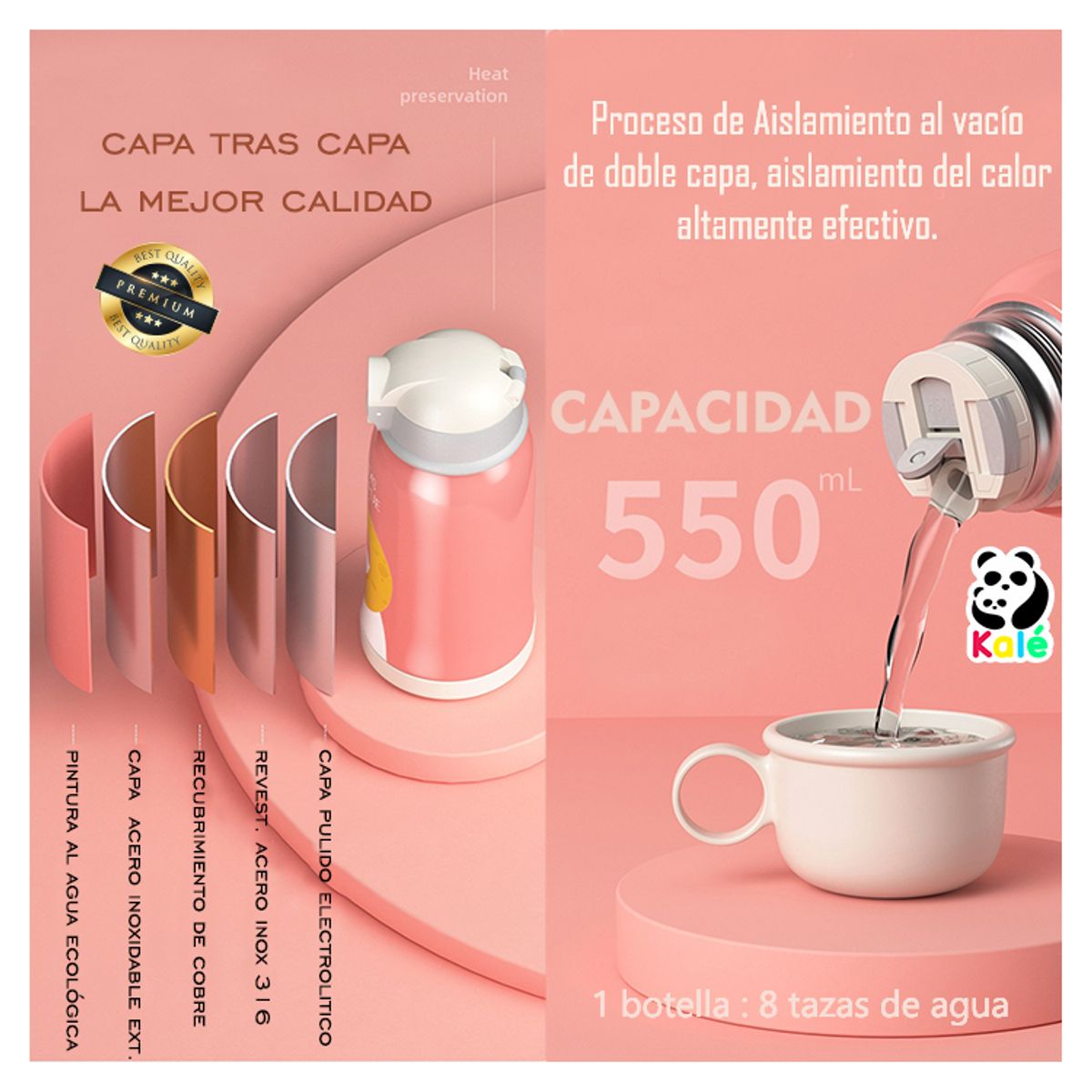 KALE - Termo Tomatodo con Bolso de Acero Inoxidable para niños