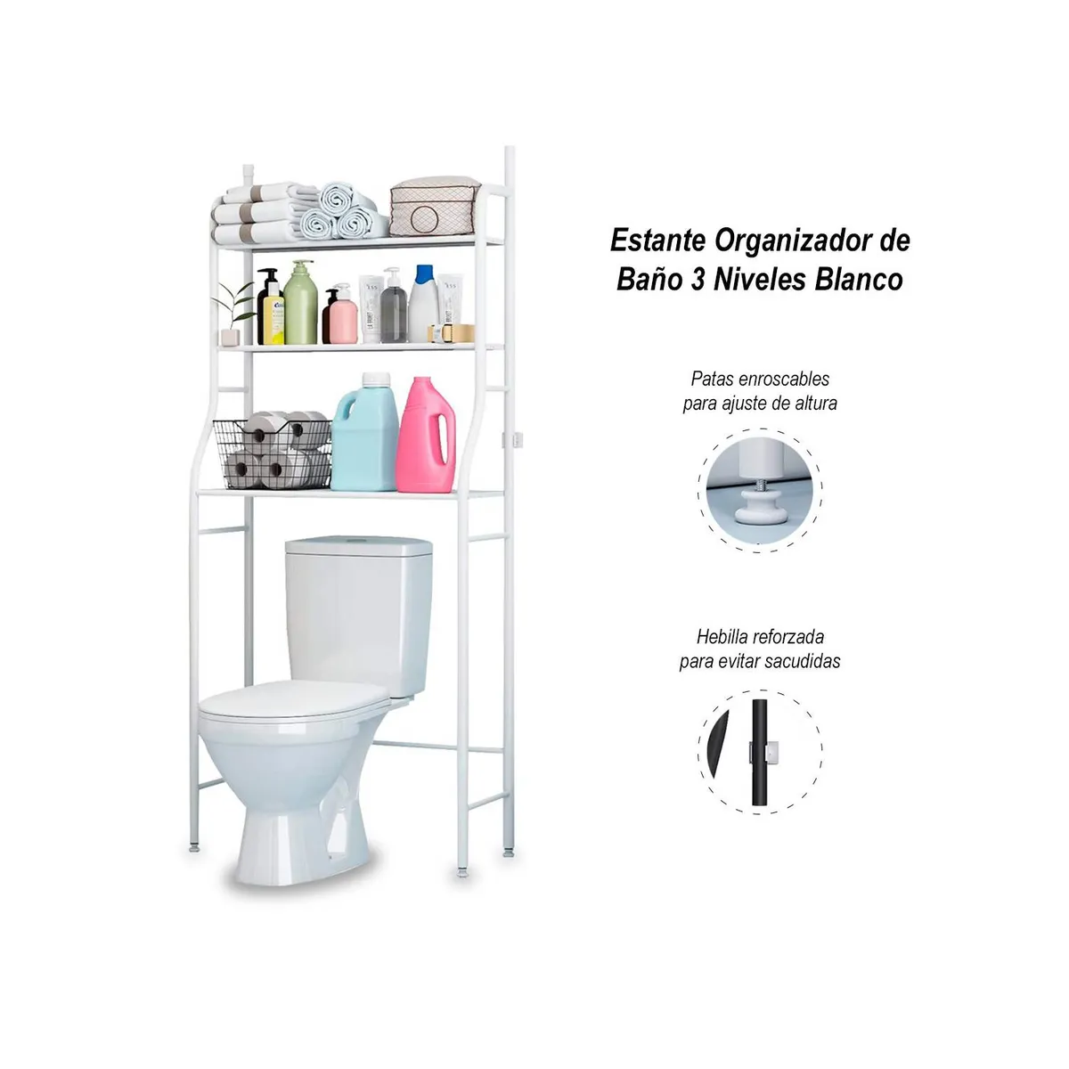 GENERICO - Estante organizador de baño 3 niveles Blanco