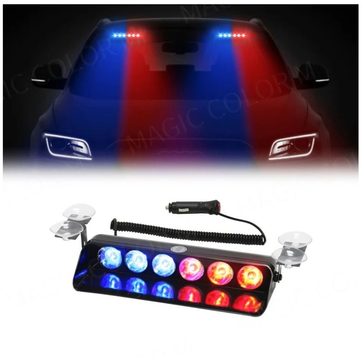 JET - Sirena 7 Ton 12V + Luz Policial 6 LED 15 Funciones 24.5cm