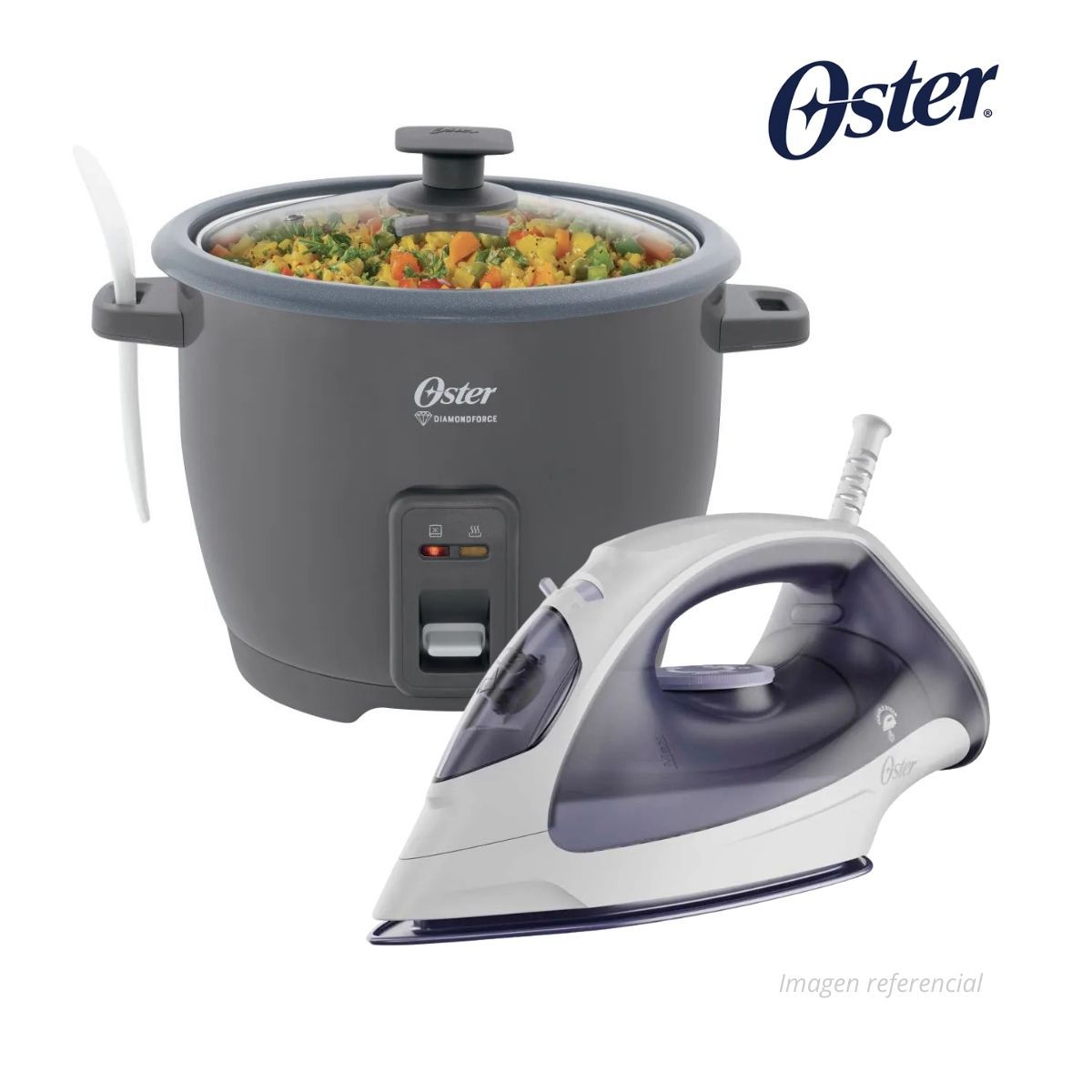 OSTER - COMBO OSTER Olla Arrocera 1.8 Litros + Plancha Liviana a Vapor
