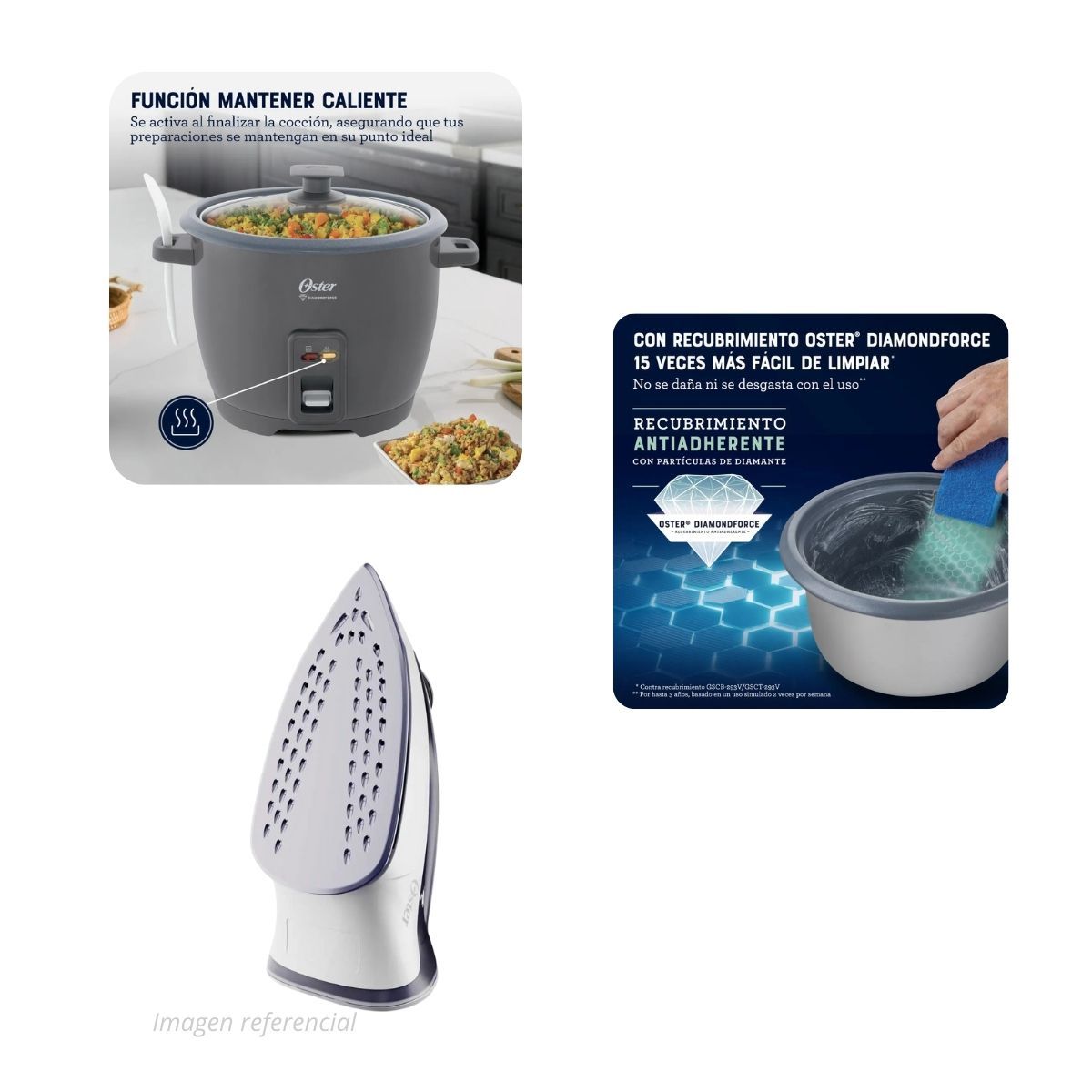 OSTER - COMBO OSTER Olla Arrocera 1.8 Litros + Plancha Liviana a Vapor