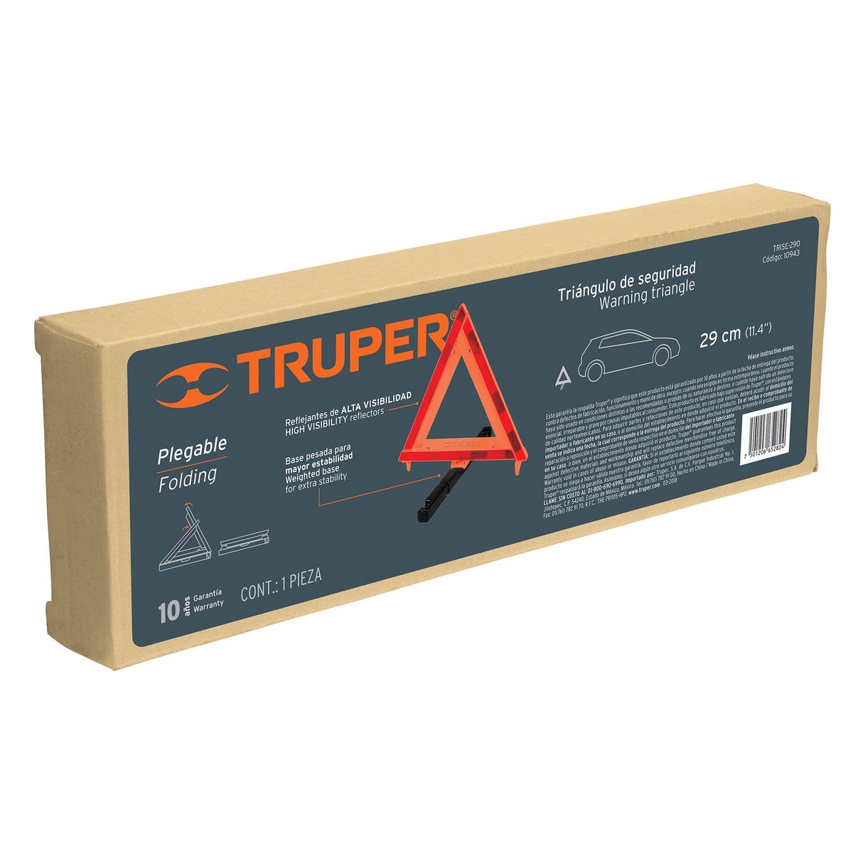 TRUPER - Triángulo de seguridad plegable de 29 cm
