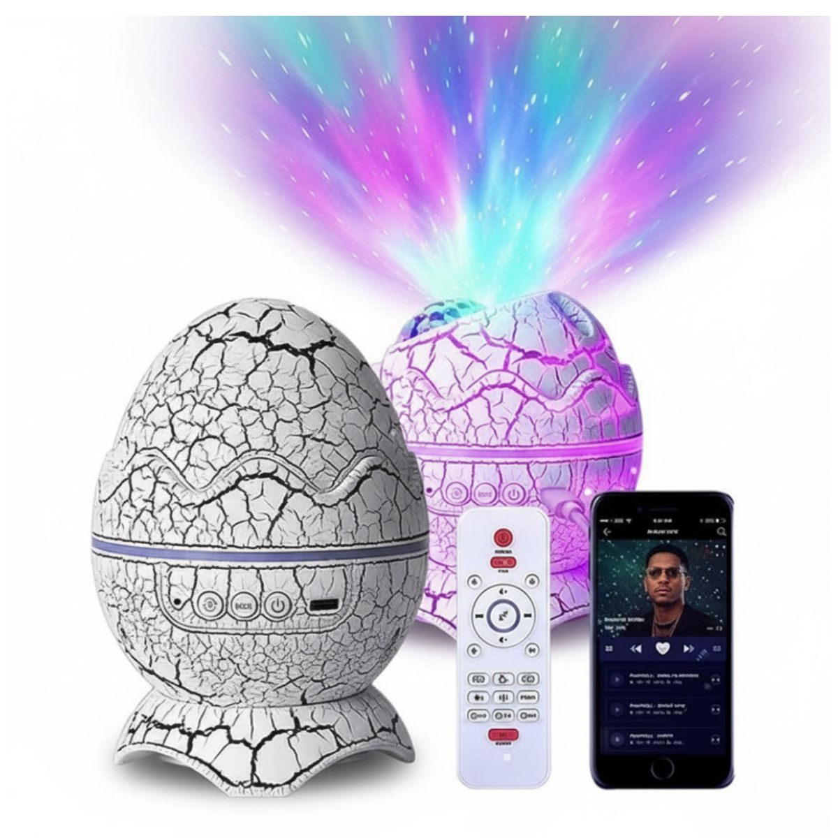 GENERICO - PROYECTOR PORTÁTIL GALAXIA HUEVO DINOSAURIO CONTROL BLUETOOTH