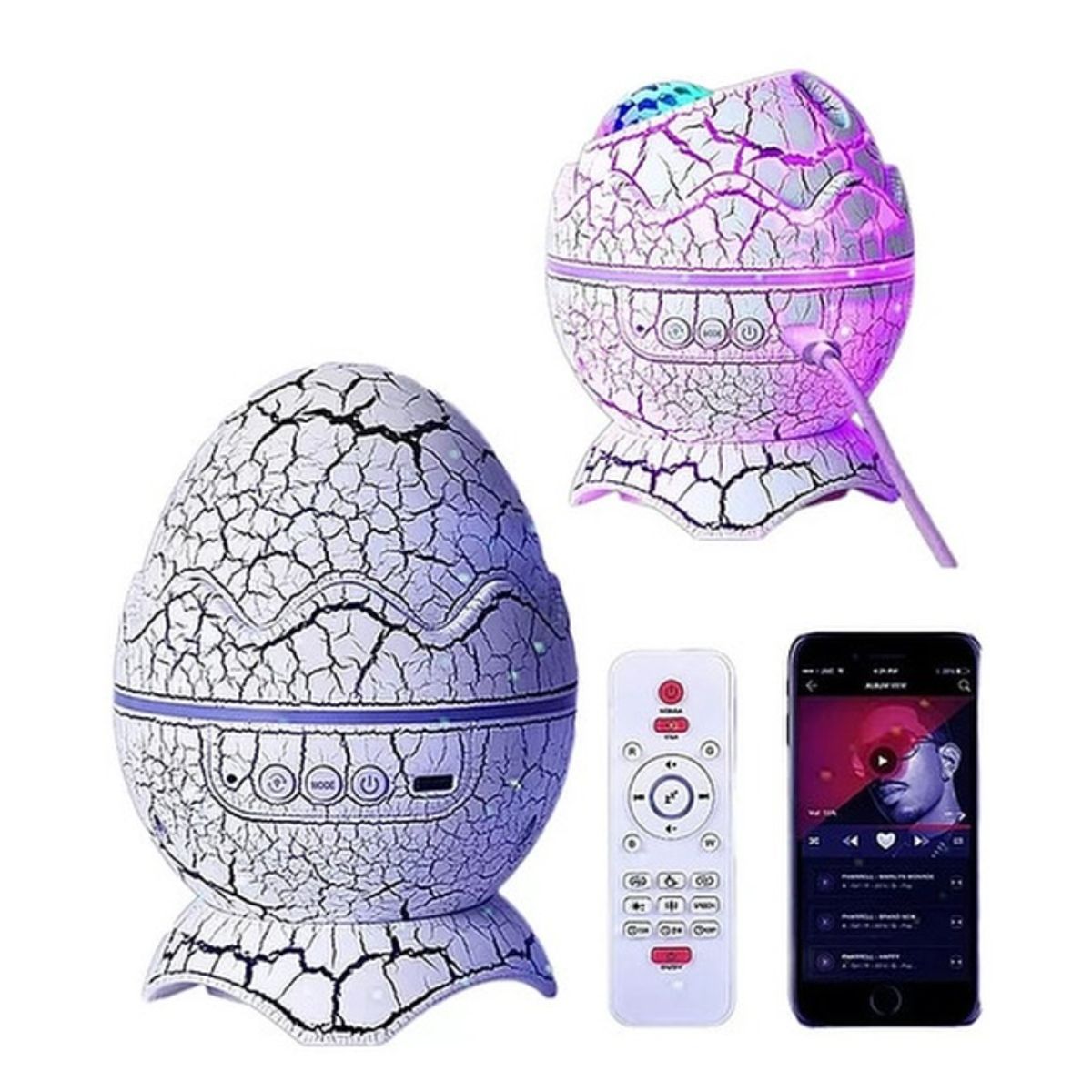 GENERICO - PROYECTOR PORTÁTIL GALAXIA HUEVO DINOSAURIO CONTROL BLUETOOTH