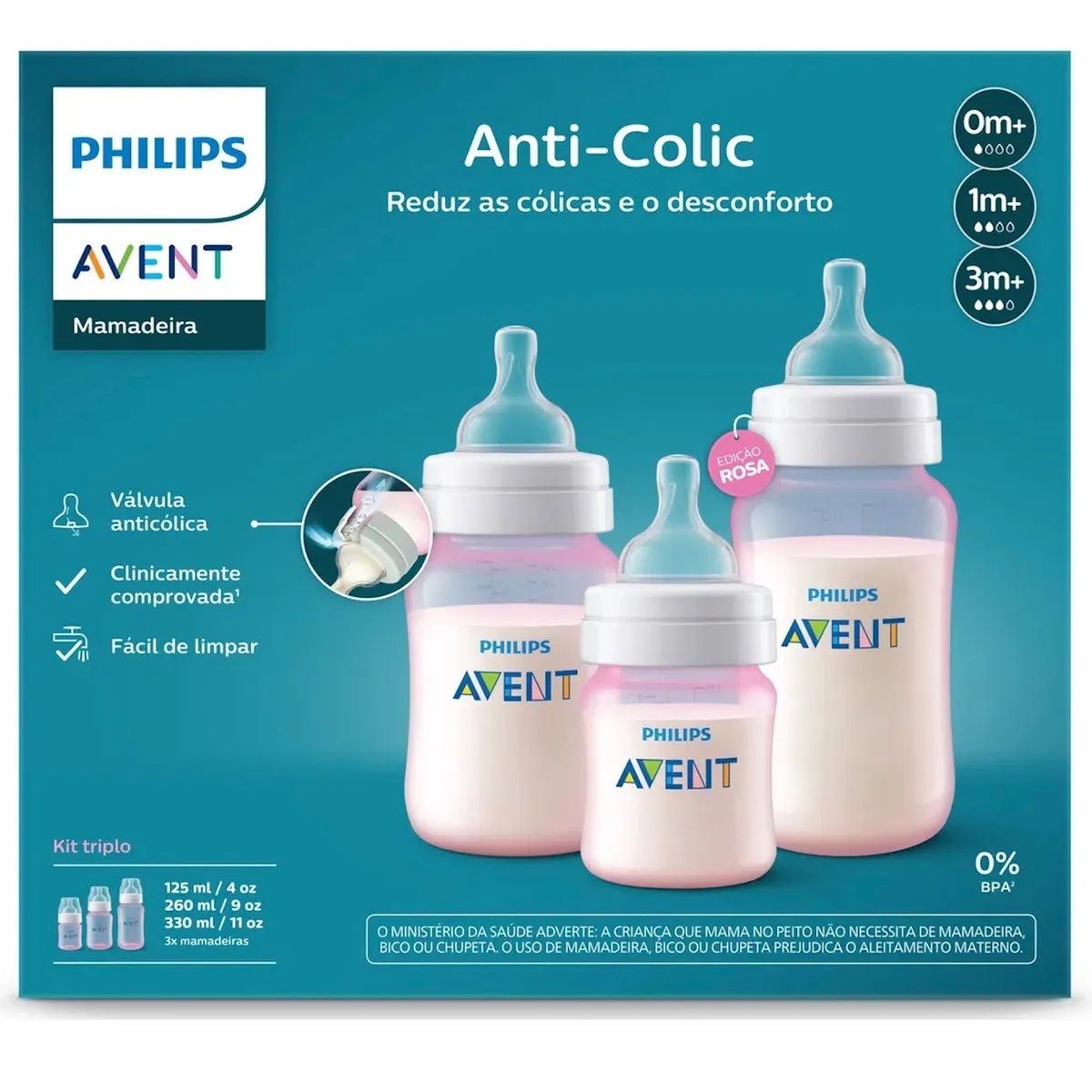 AVENT - Set De Regalo Avent Anticolico Recien Nacido Rosa 3Biberones