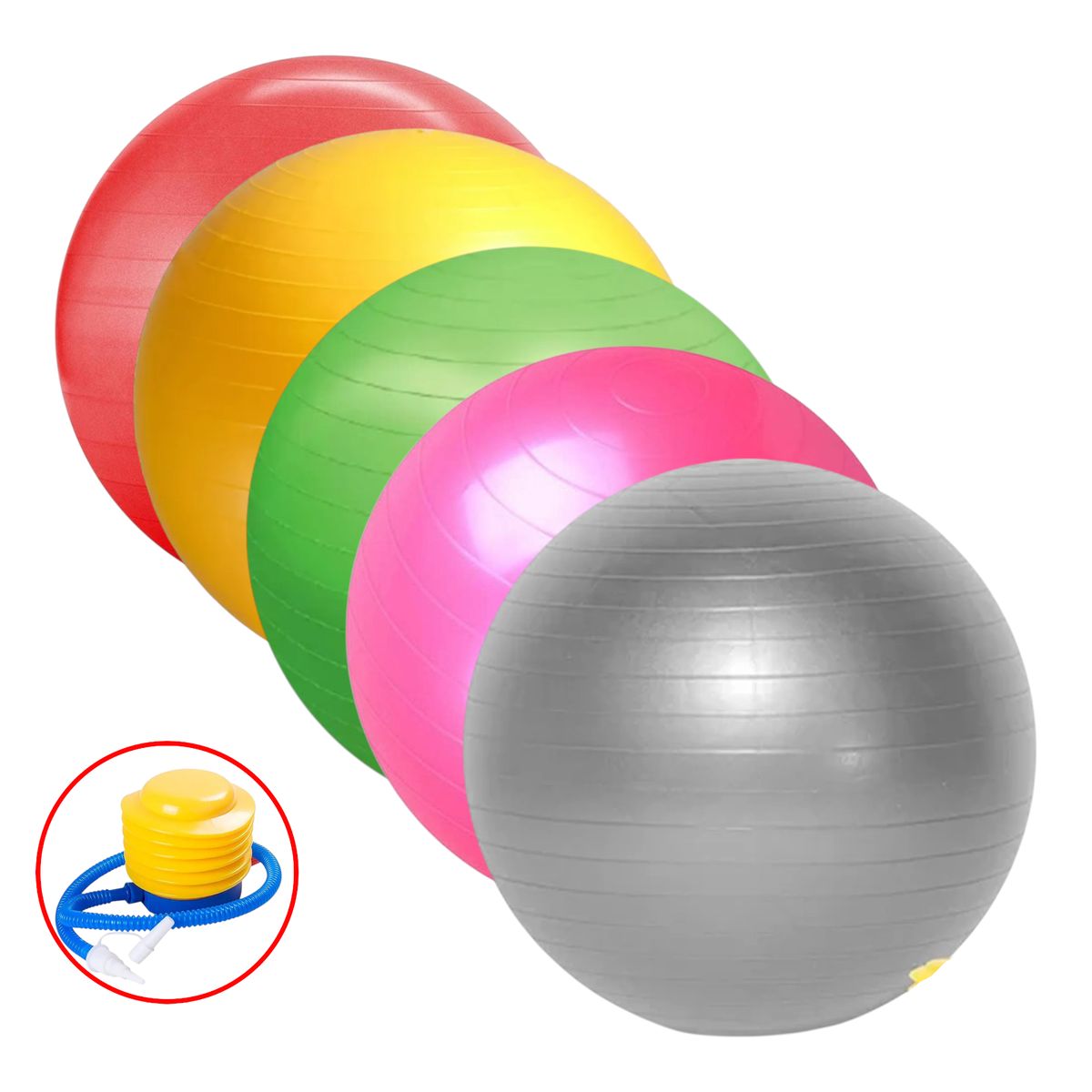 HOLGU - Pelota de Pilates con Inflador - Ideal Yoga Fitness Rojo