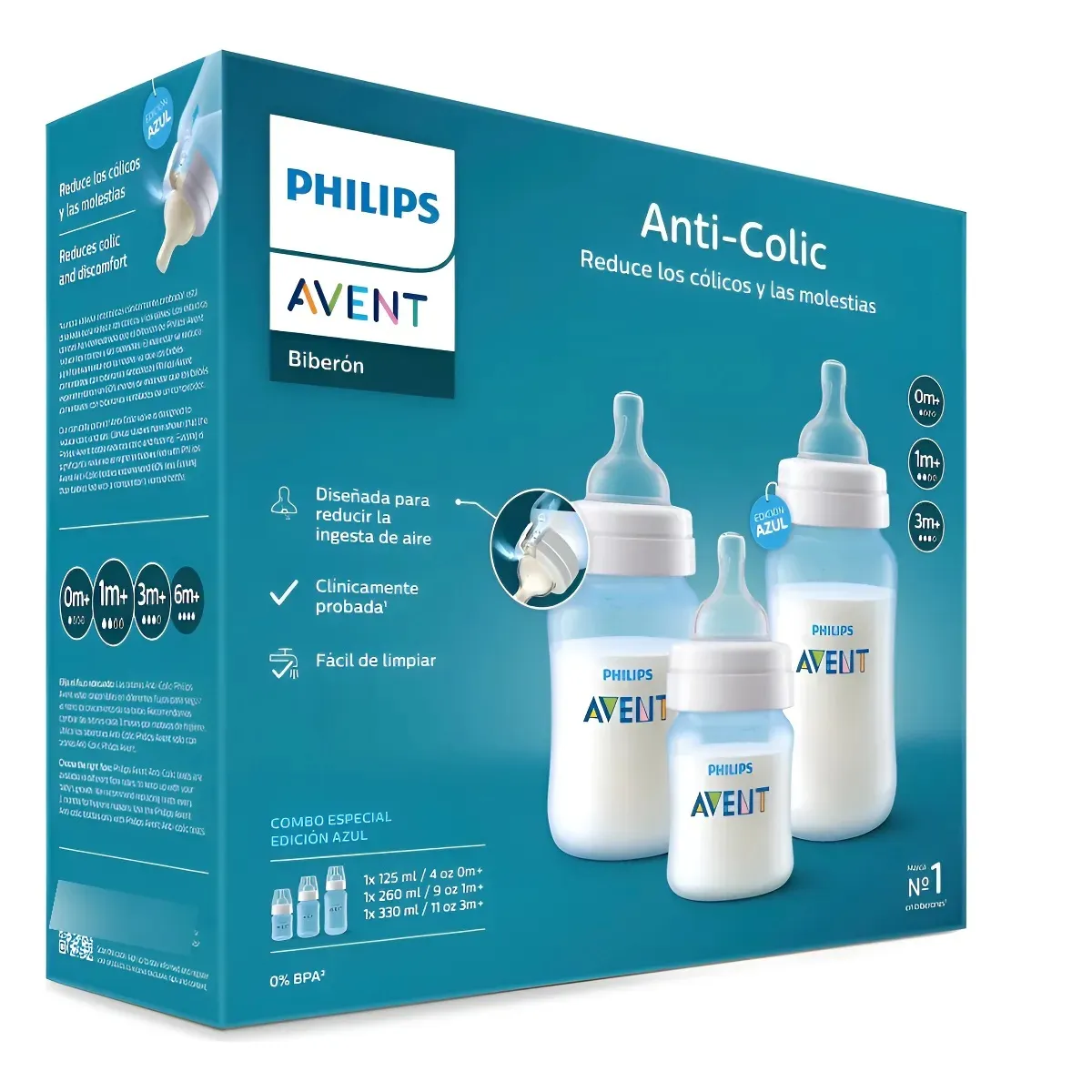 Philips Avent - Set De Regalo Avent Anticolico Recien Nacido Azul 3Biberones
