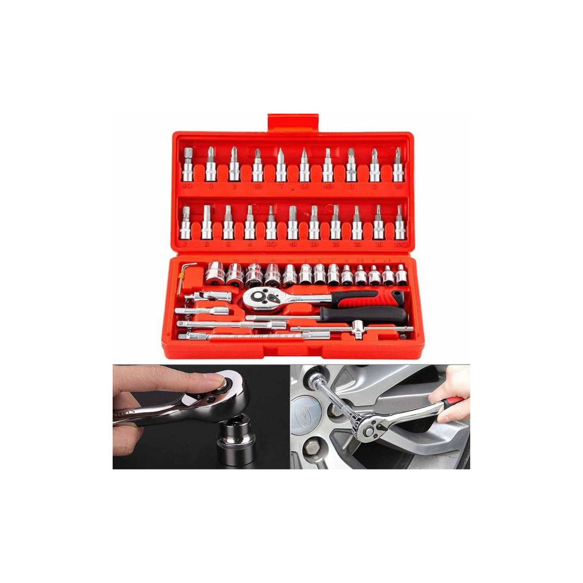 ROHS - Llave De Gasfiteria + Set De Dados De 46 Piezas