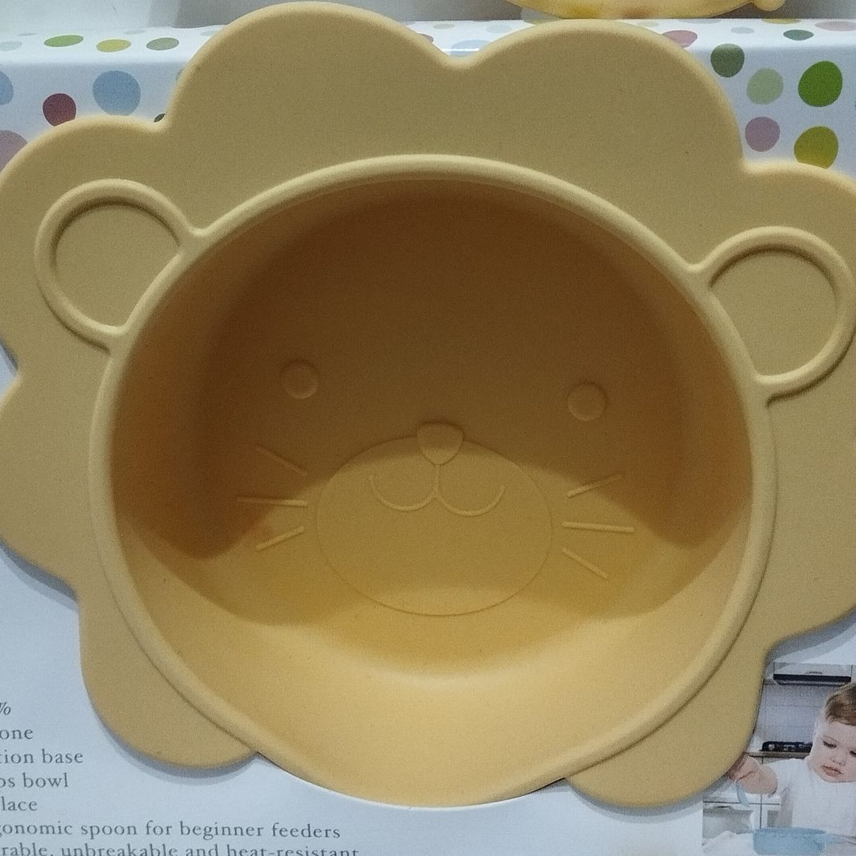 GENERICO - JUEGO DE PLATO Y CUCHARA DE SILICONA PARA BEBÉ LEON