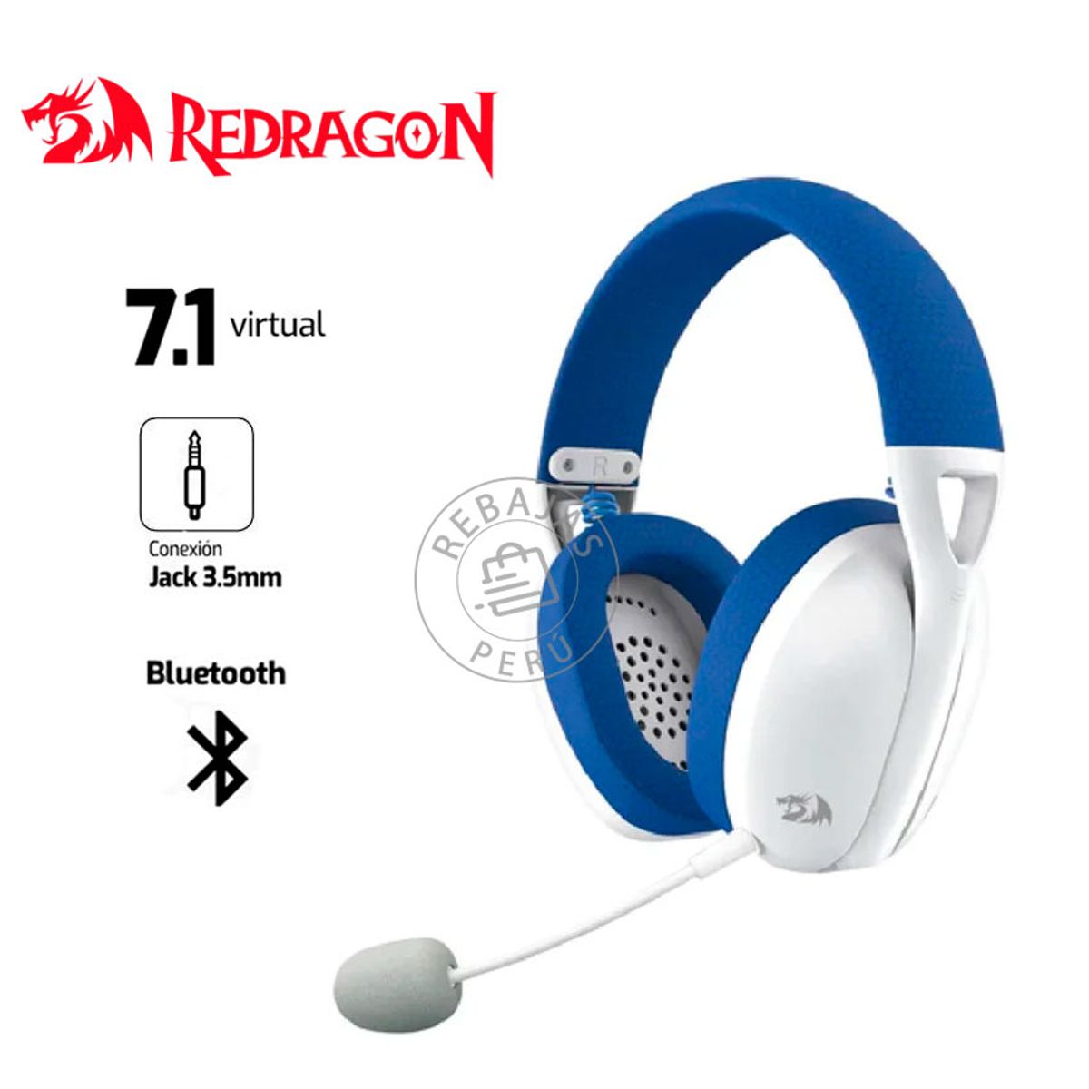 REDRAGON - Audifono Inalámbrico Redragon Ire H848B Azul Bluetooth 7.1 USB-A