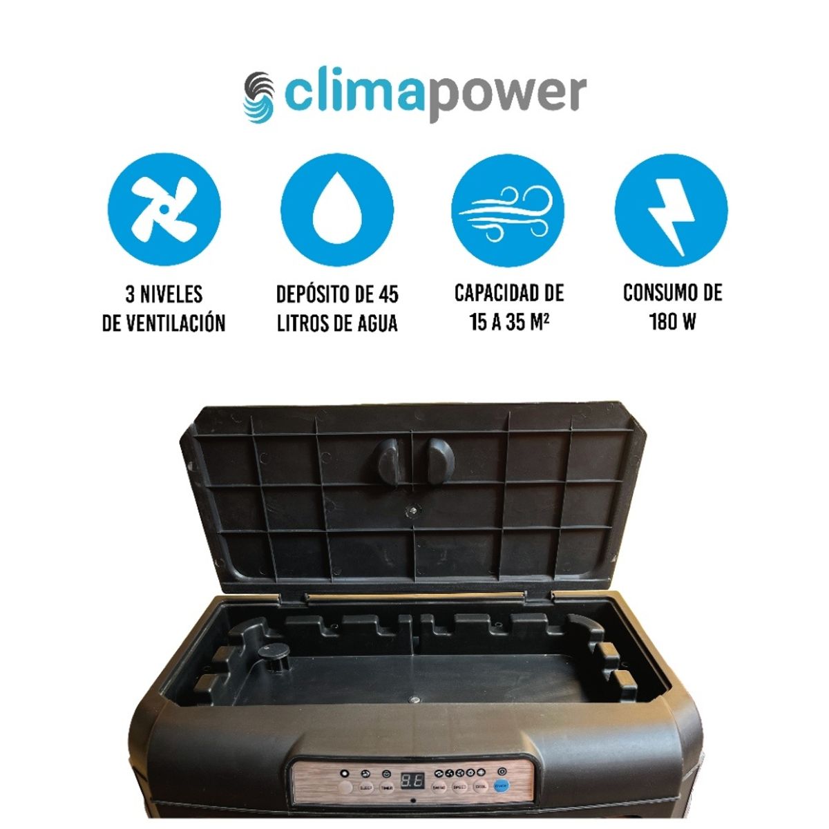 GENERICO - Enfriador de Aire Portátil ecológico 3 velocidades – cpw35 – Negro