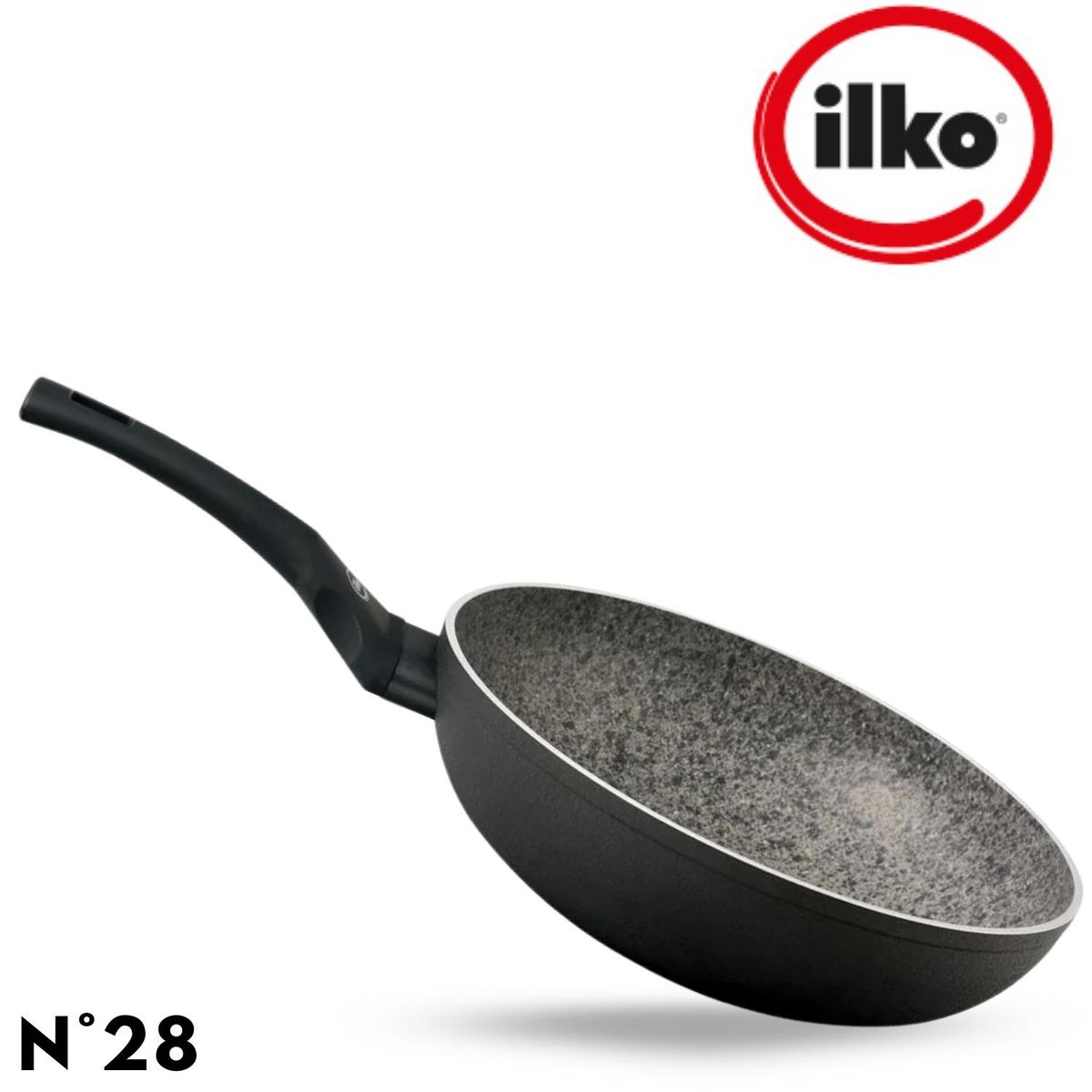 ILKO - Sarten Antiad Wok 28Cm Black Granite-Ilko