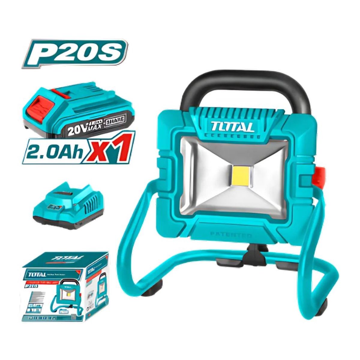 TOTAL TOOLS - Lampara Portatil LED 20V 20W 1800LUMENS Total - TWLI20258