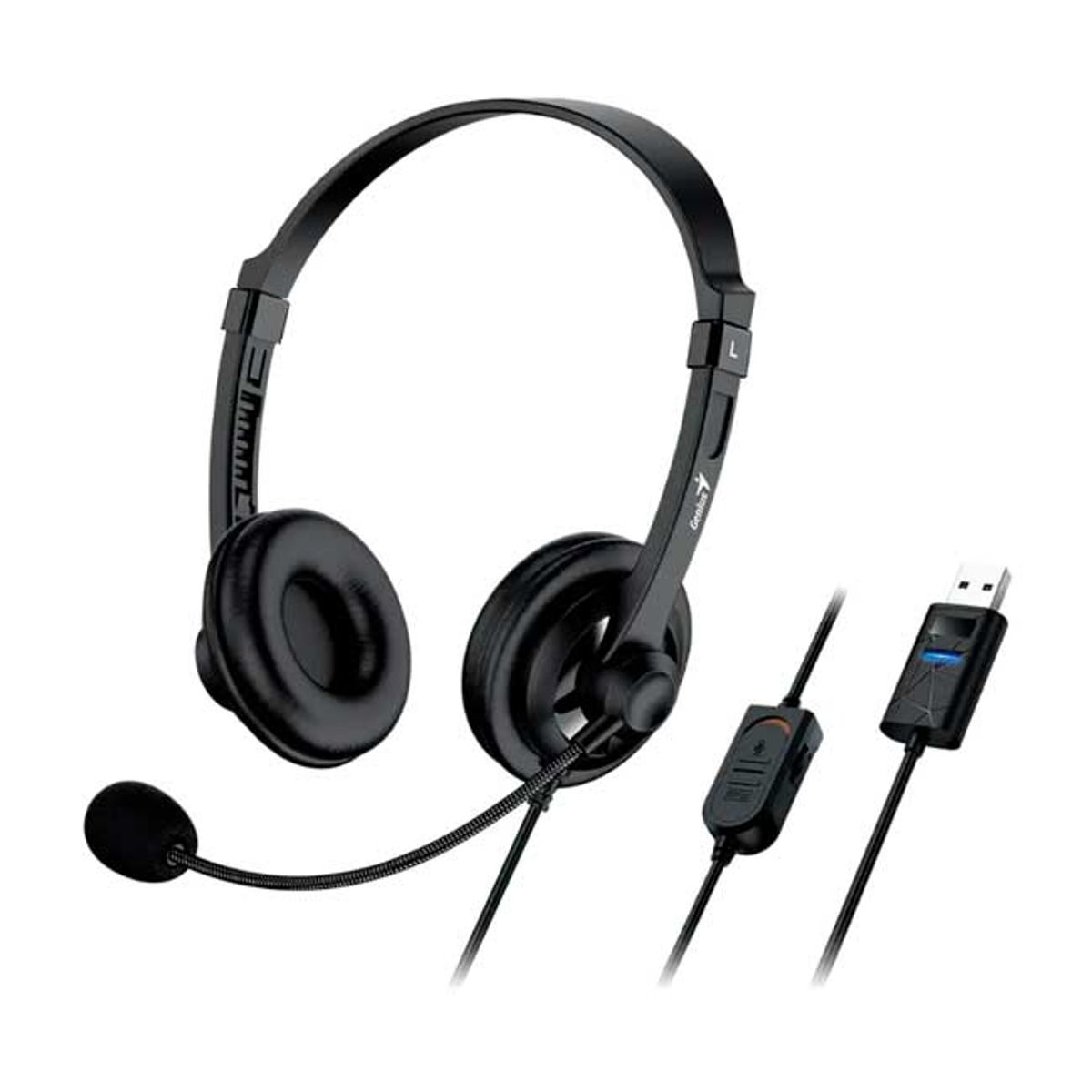 GENIUS - Audífono Genius HS-230U USB-A 2.4 m Negro con micrófono flexible