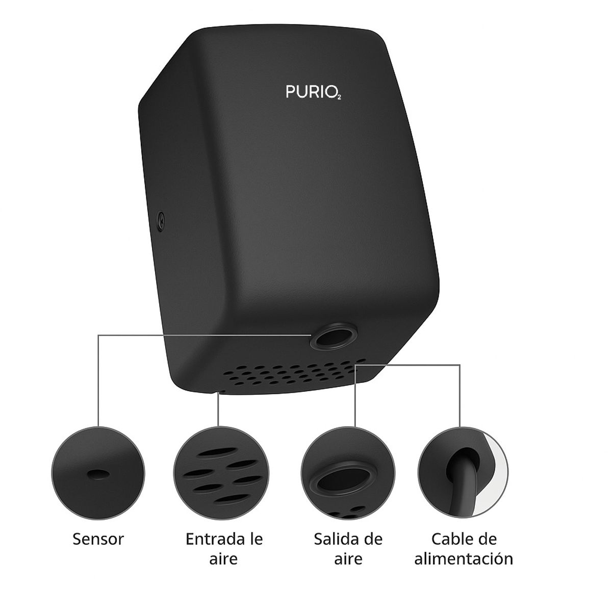 PURIO - Secador de manos PURIO Cube Mini Compacto color Negro