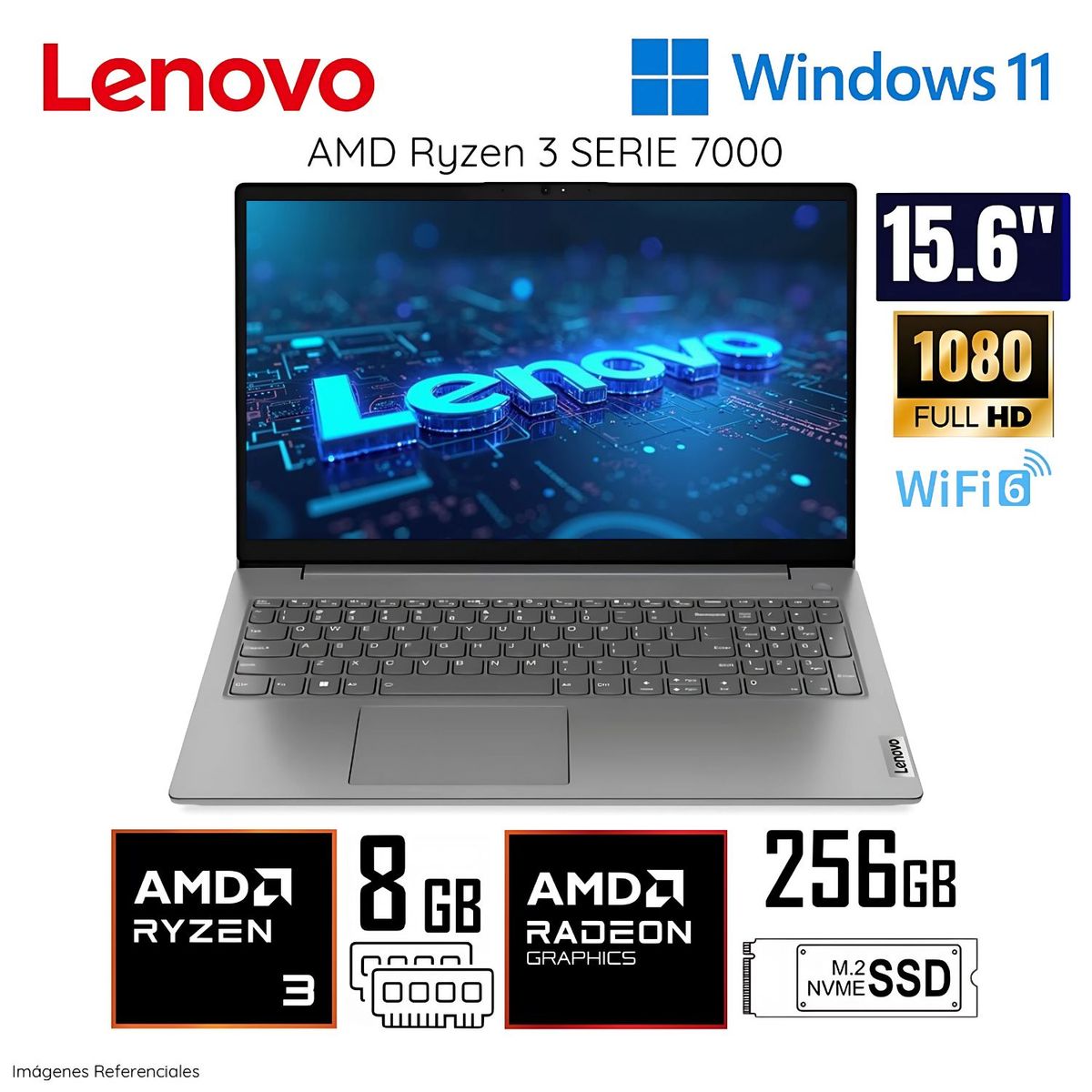 LENOVO - Laptop Lenovo V15 G4 AMN AMD Ryzen 3 7320U 8GB RAM 256GB SSD 15.6" FHD 82YU00X4LM