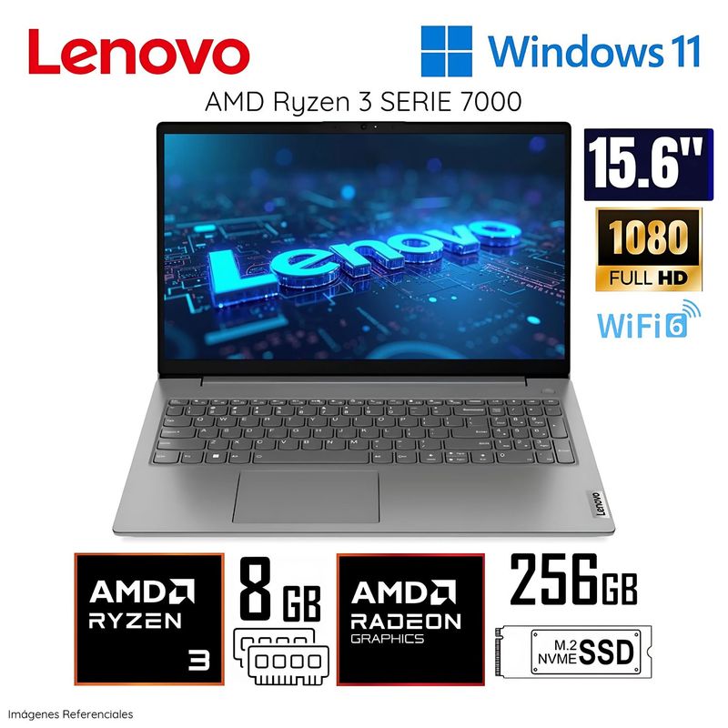 LENOVO - Laptop Lenovo V15 G4 AMN AMD Ryzen 3 7320U 8GB RAM 256GB SSD 15.6" FHD 82YU00X4LM