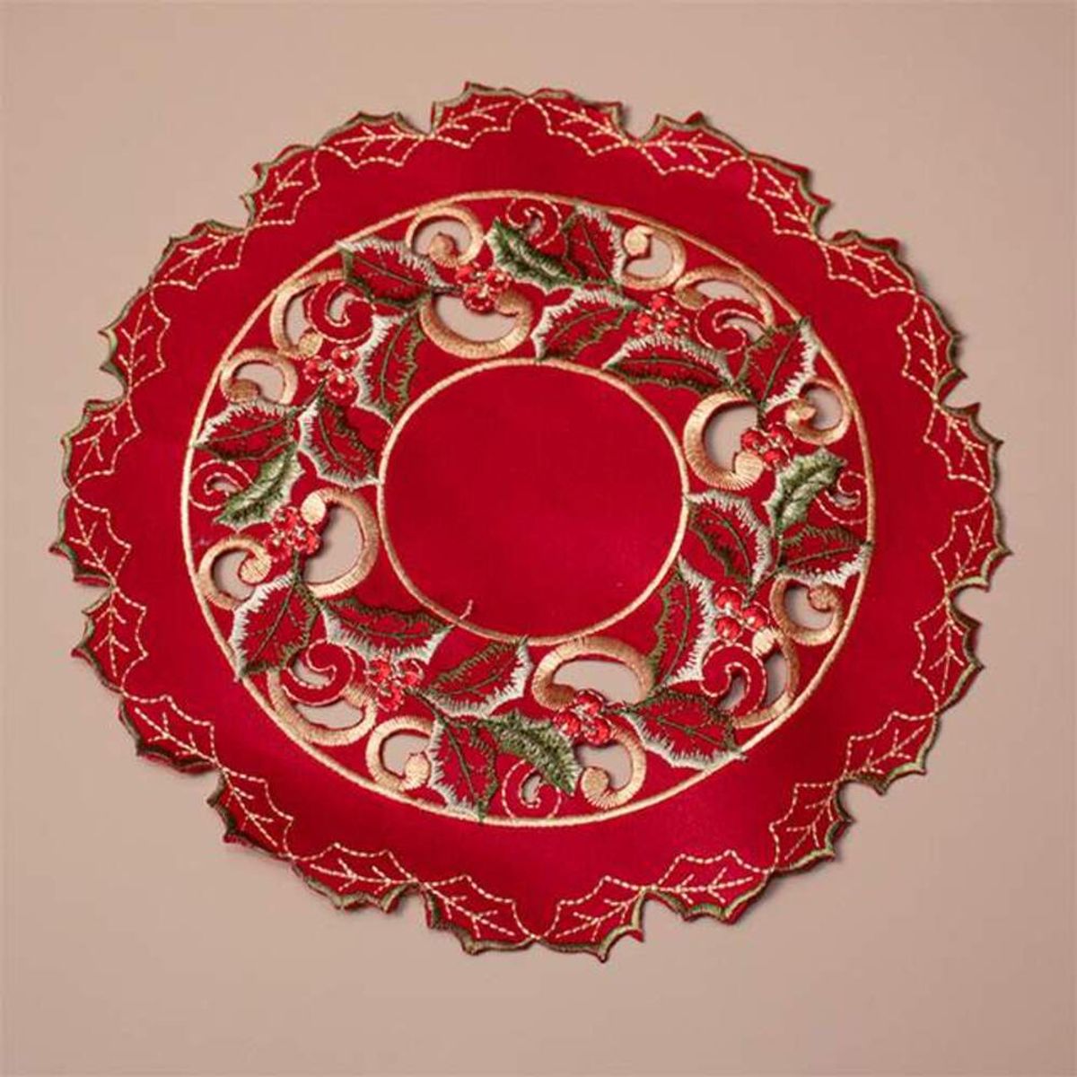 PANORAMA HOGAR - Tapete Redondo De Poliester Rojo 3048Cm