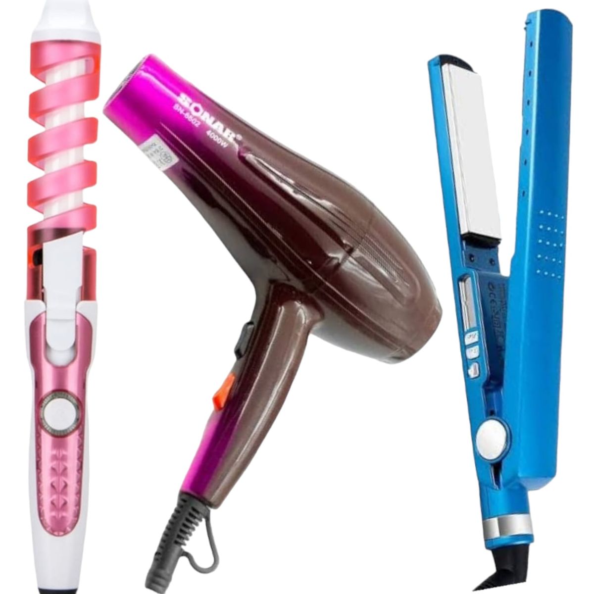 SONAR - Secadora Sonar 4000watts + Tenaza Rizador + Plancha Nano