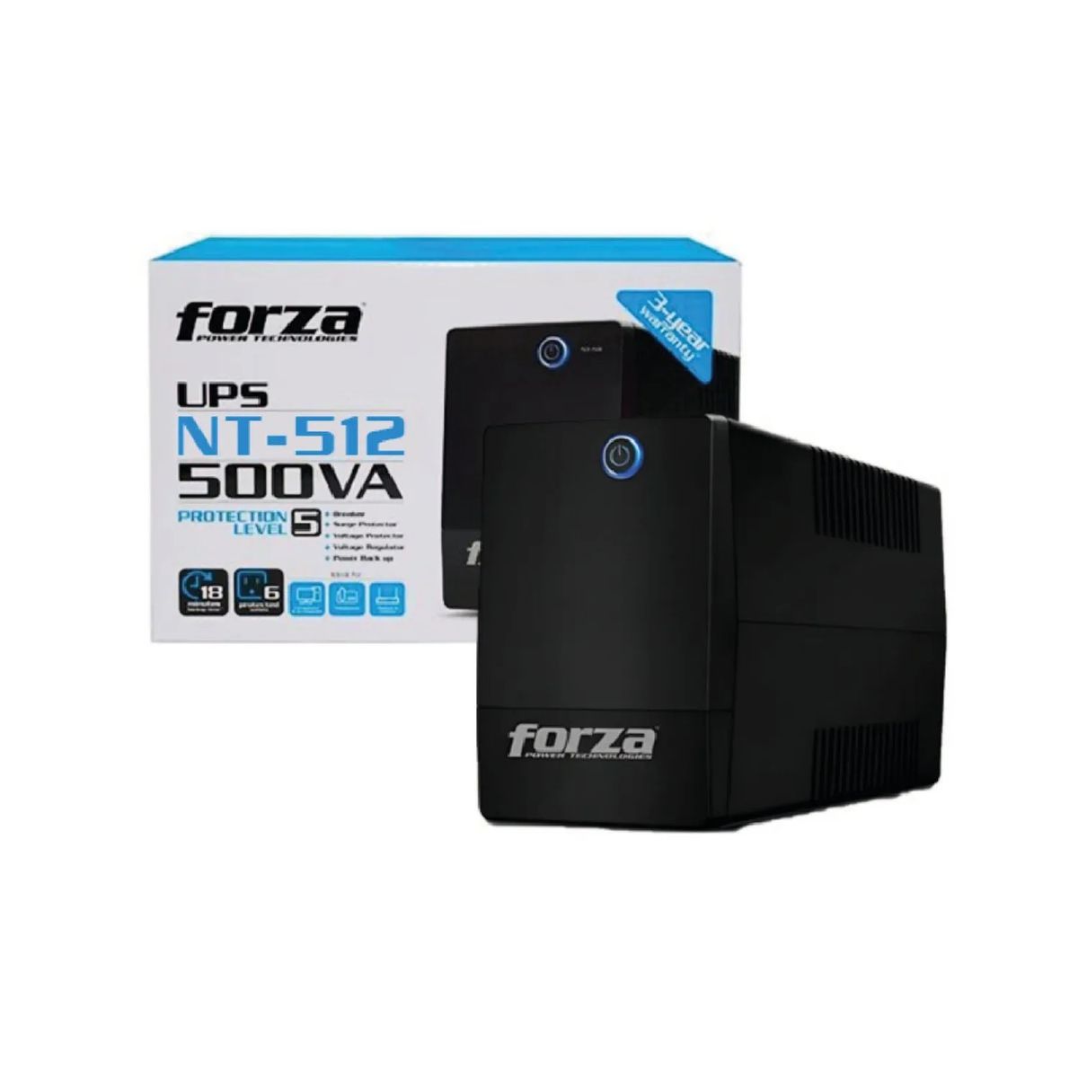 FORZA - UPS FORZA NT-512U 250W 500VA 6 TOMAS