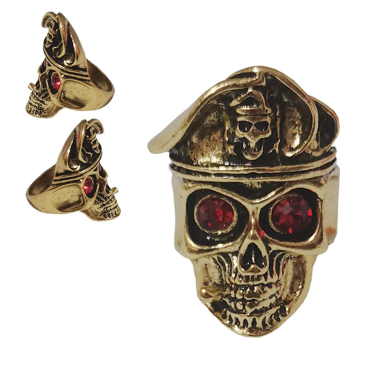 GENERICO - Anillo De Acero inox Calavera craneo Dorado hombre y mujer