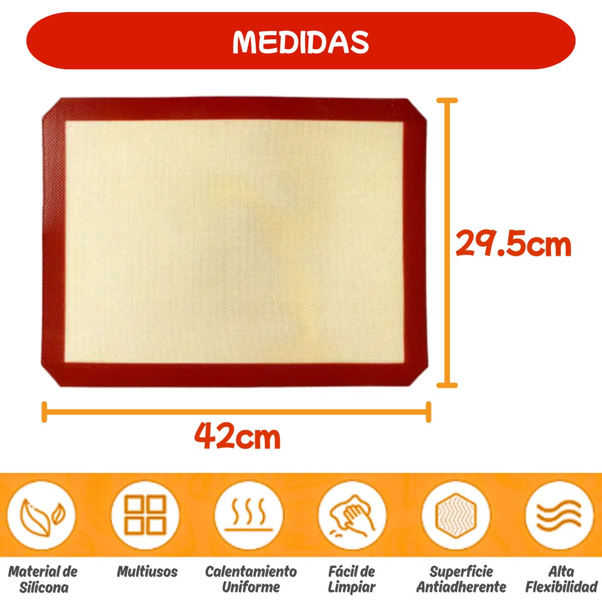GENERICO - Silpat Silpack Mediano Tapete de Horno de Silicona 42x30cm + Botella para salsa Exprimible de 400ml