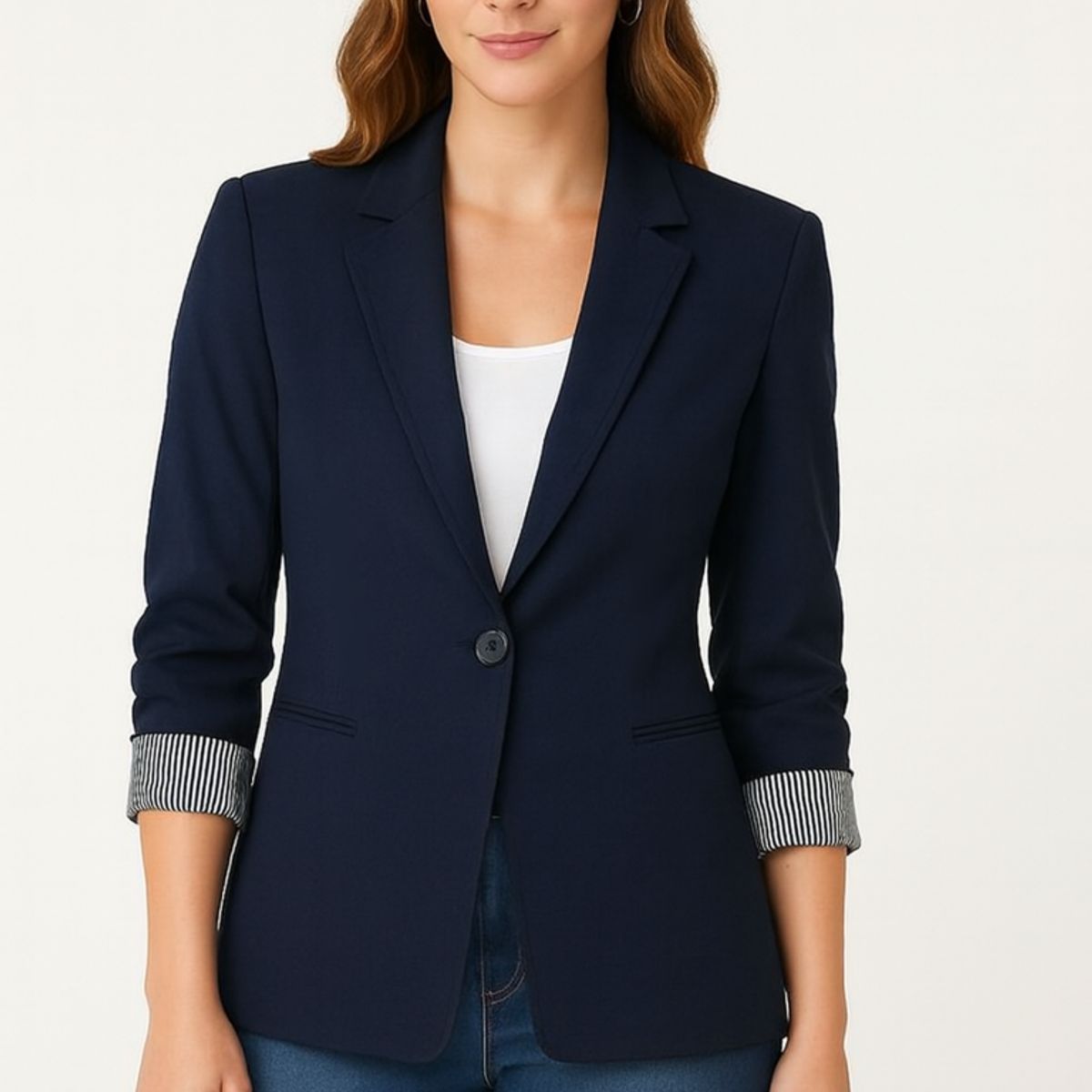 GENERICO - Blazer azul clasico saco mujer