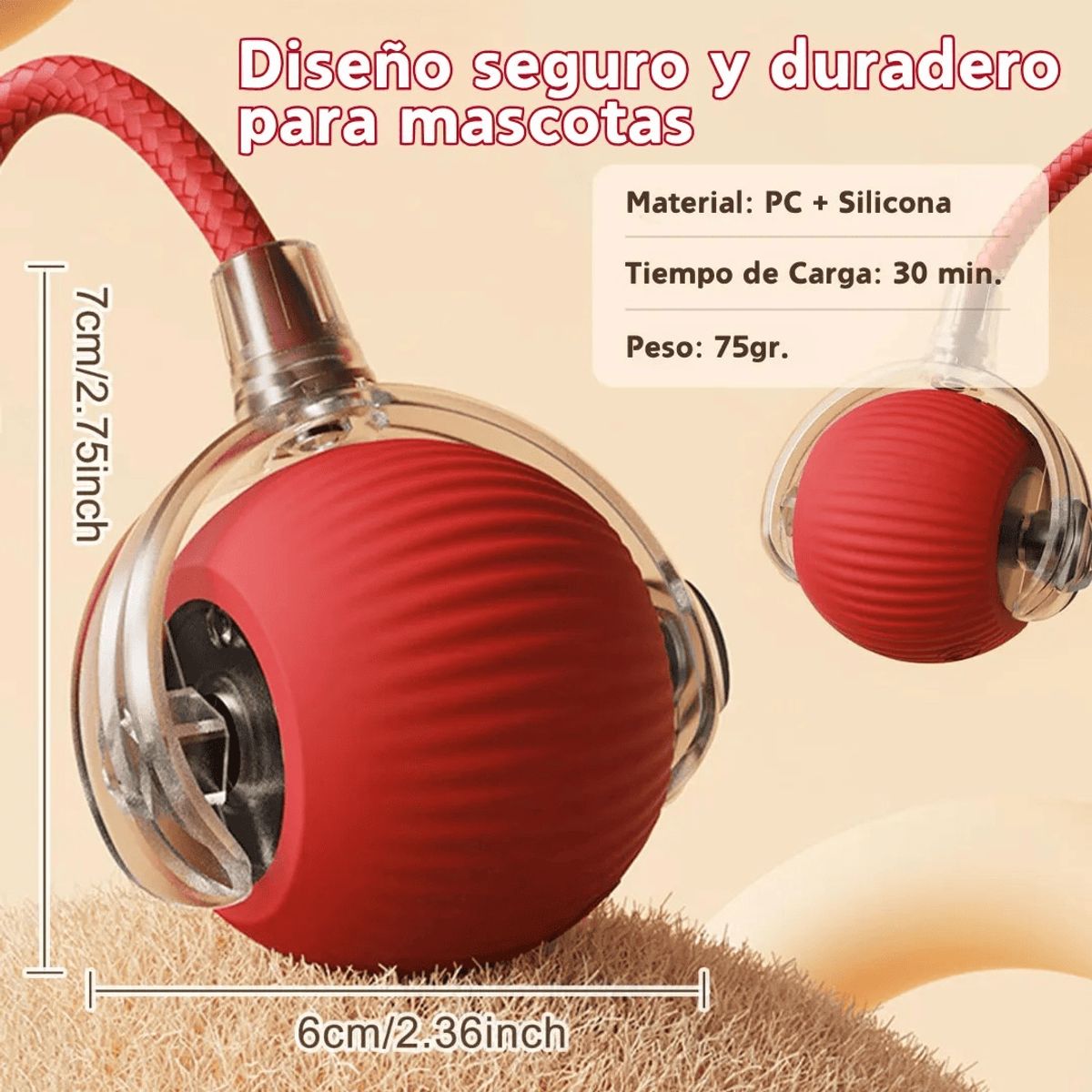 GENERICO - PELOTA SMART CON COLA PARA GATOS INTERACTIVA RECARGABLE