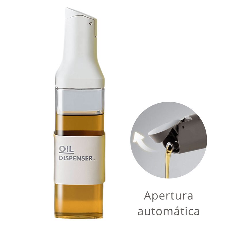 GENERICO - Dispensador de aceite 500 ml cuadrado apertura automático - Gris Claro